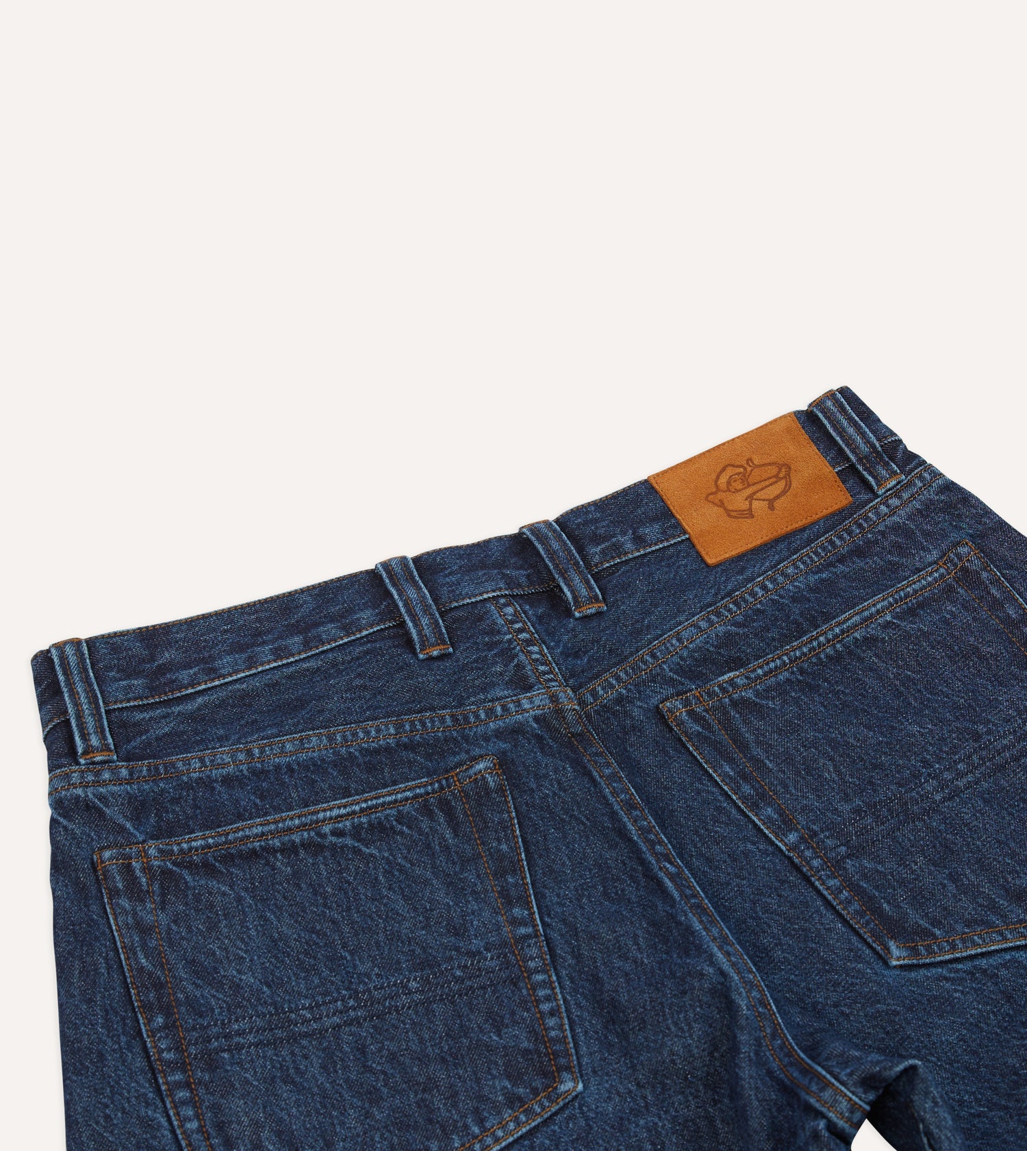 Stone Wash 13.2oz Seamless Denim Five-Pocket Jeans