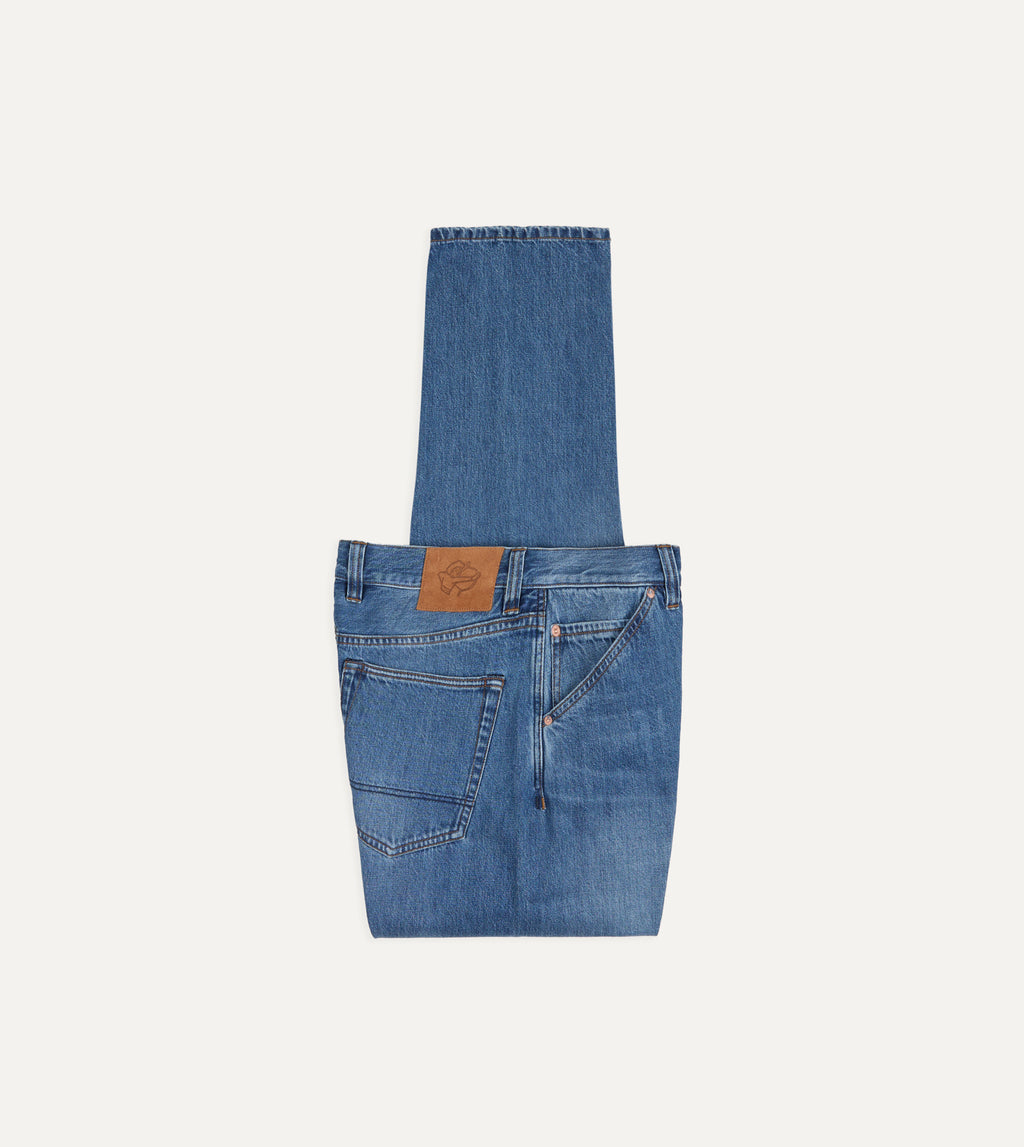 Stone Wash 13oz Seamless Denim Five-Pocket Jeans – Drakes US