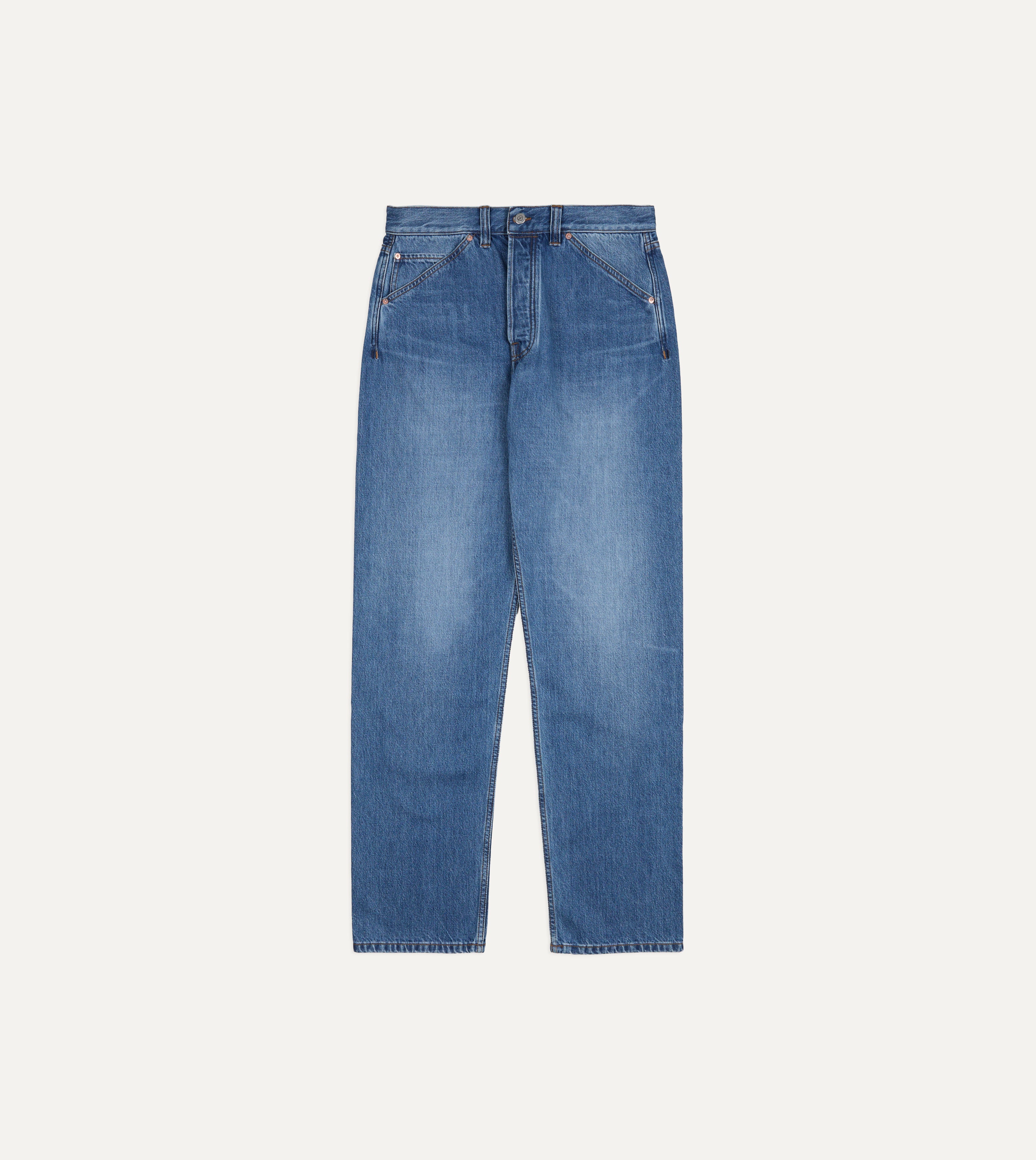 Stone Wash 13oz Seamless Denim Five-Pocket Jeans – Drakes US