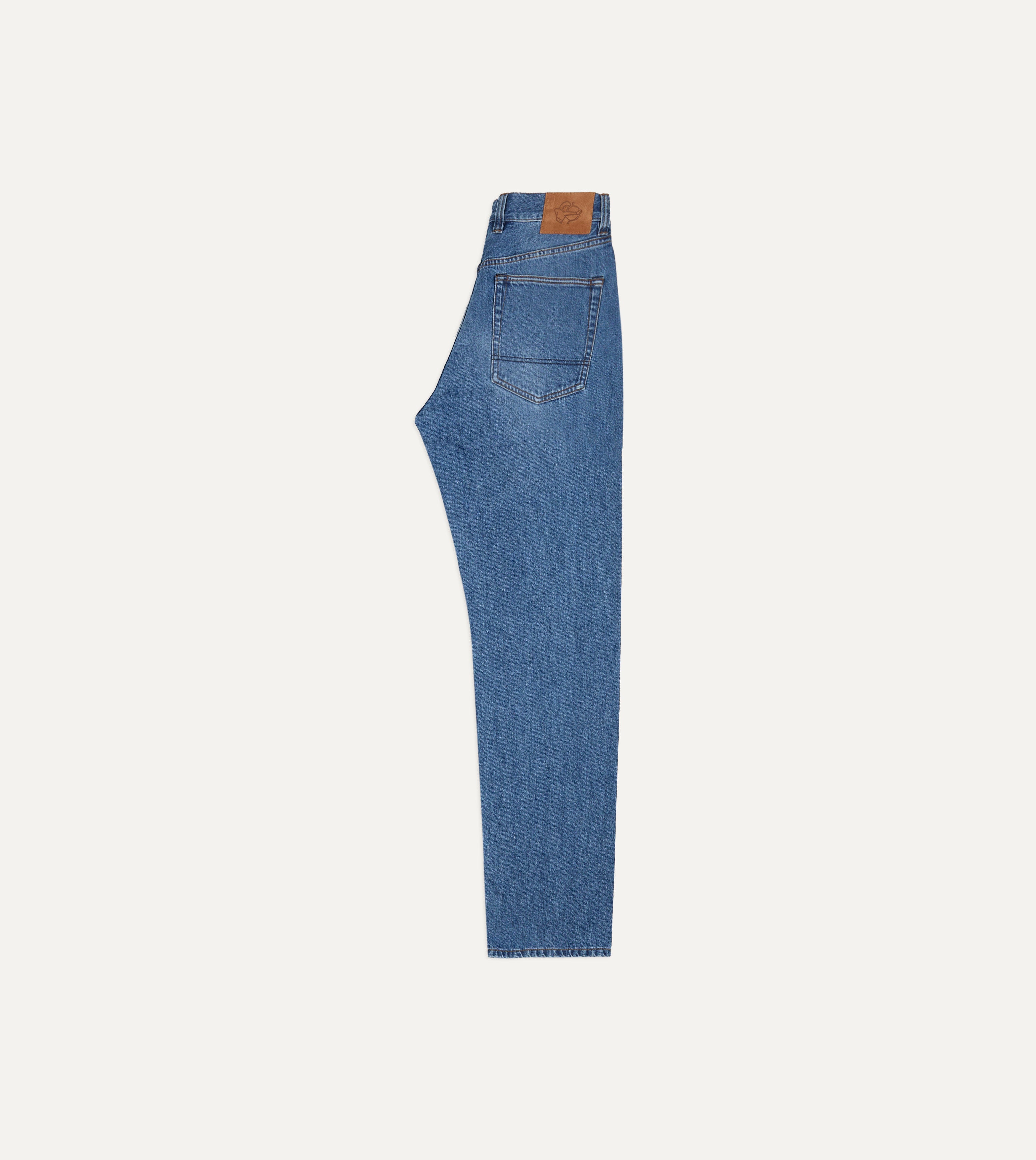 Stone Wash 13oz Seamless Denim Five-Pocket Jeans