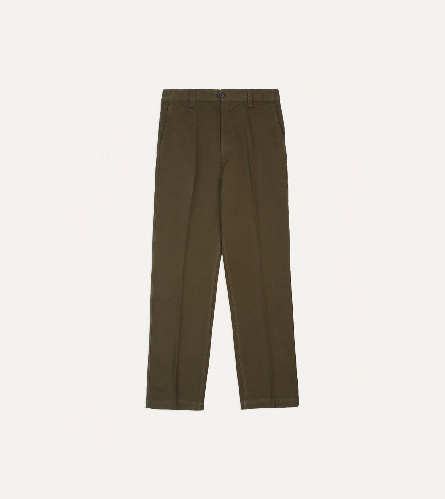 Olive Textured Cotton Flat Front Chino