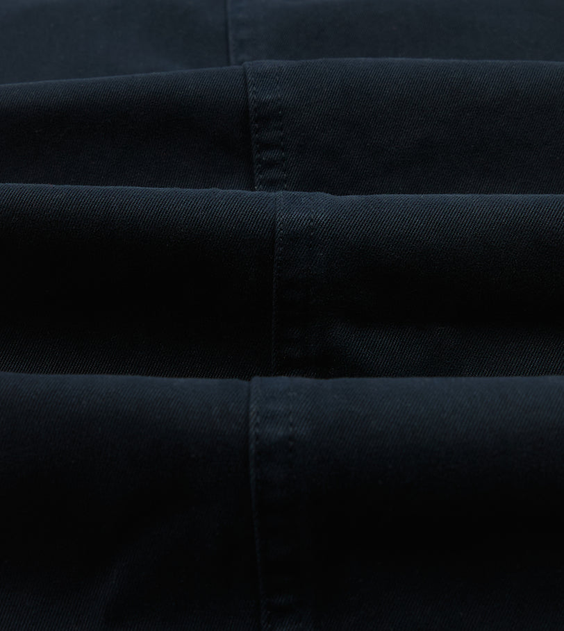Navy Textured Cotton Flat Front Chino