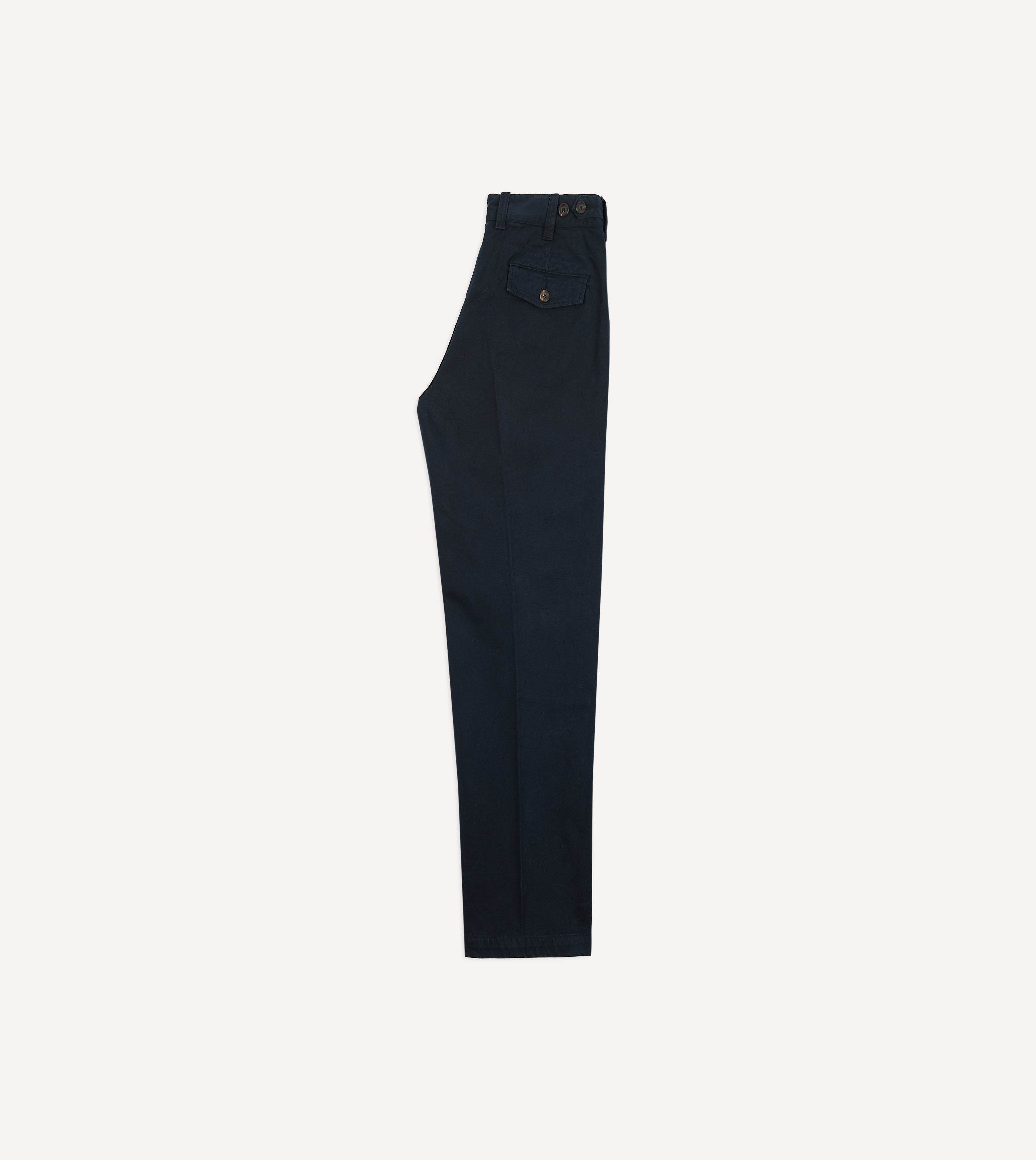 Navy Heavy Cotton Flat Front Chino