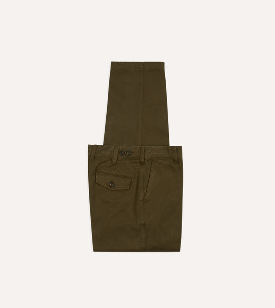 Olive Heavy Cotton Flat Front Chino – Drakes US Olive Heavy Cotton Flat Front Chino – Drakes US