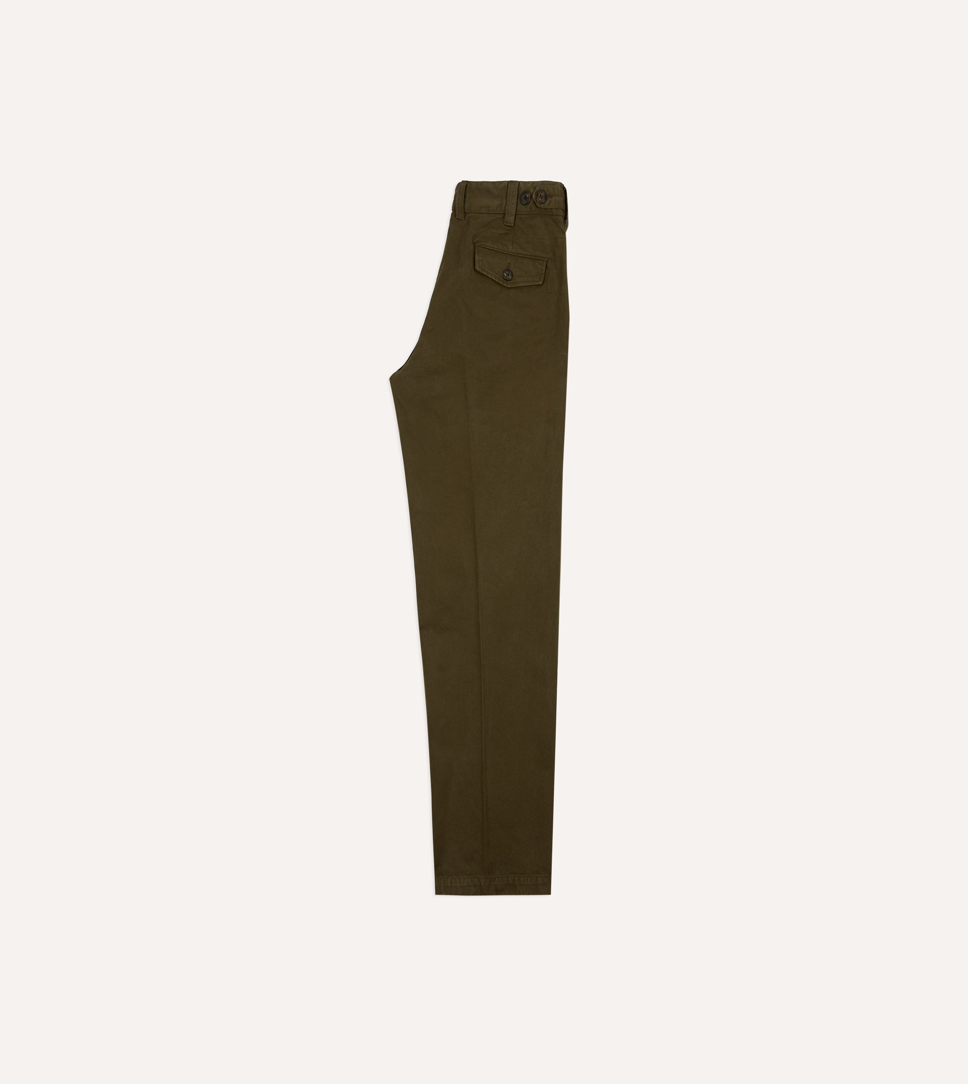 Olive Heavy Cotton Flat Front Chino