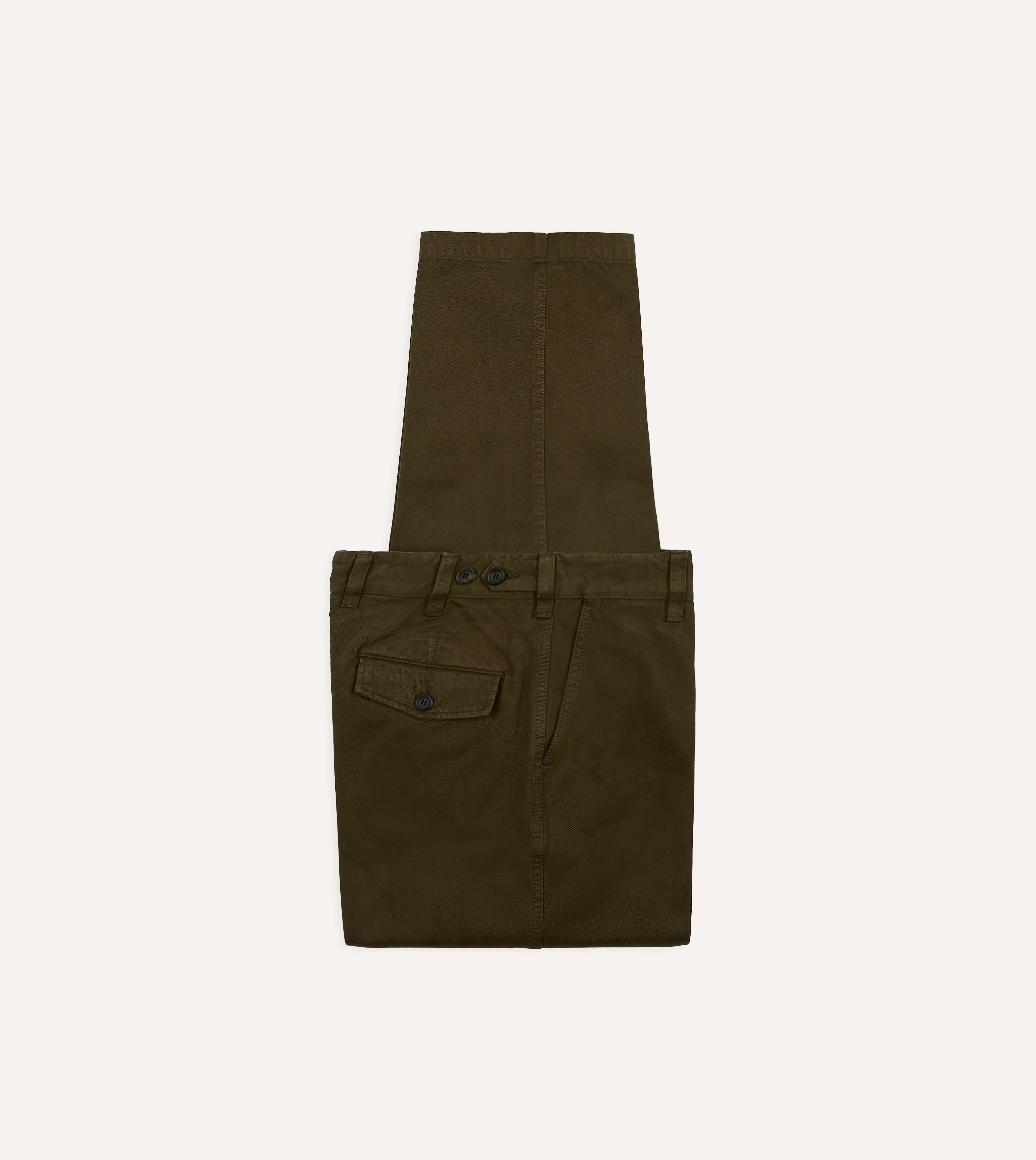 Brown Heavy Cotton Flat Front Chino