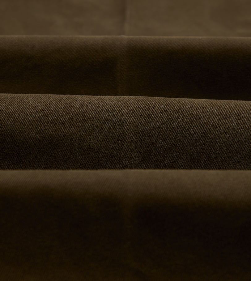 Brown Textured Cotton Flat Front Chino