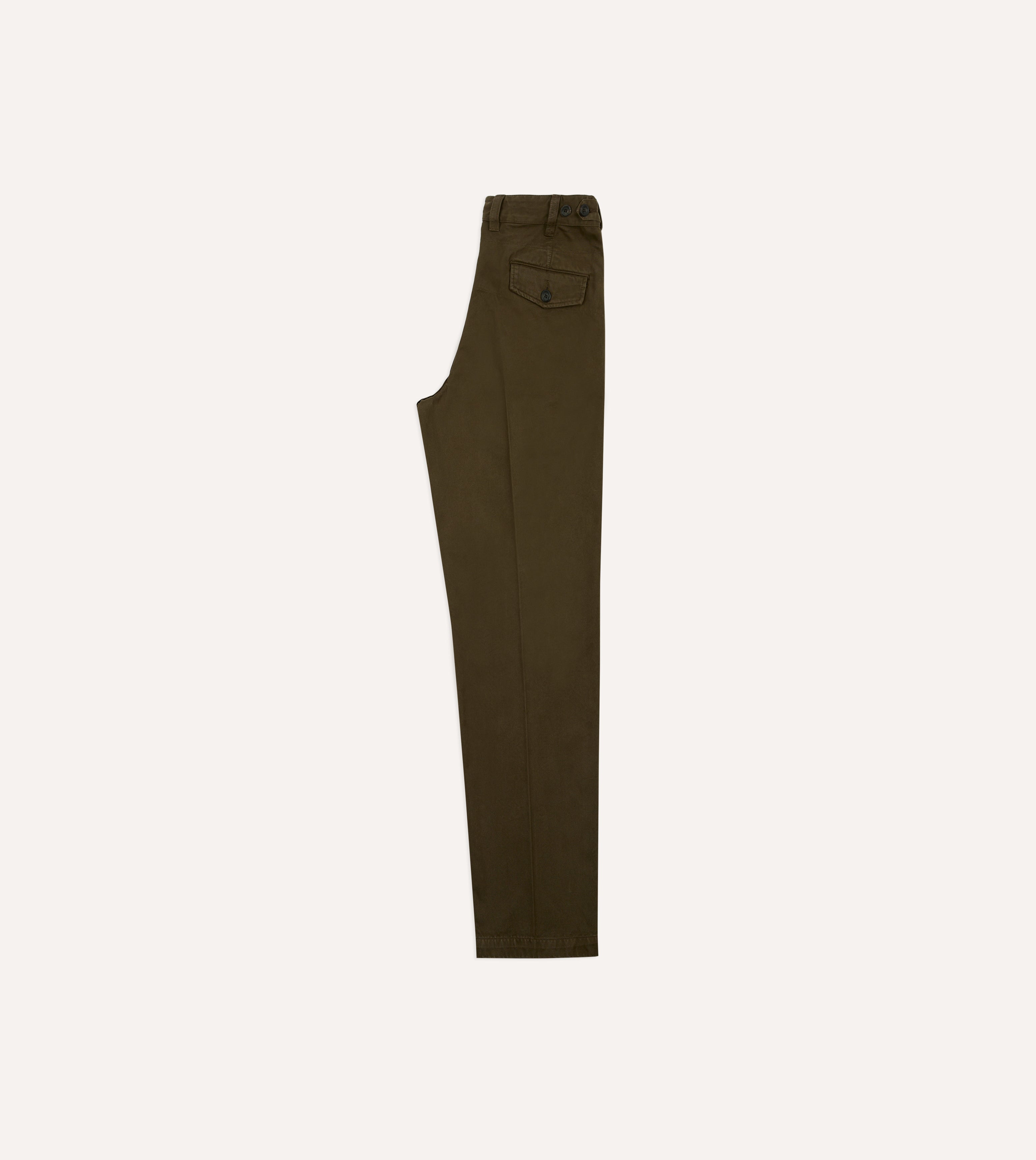 Brown Heavy Cotton Flat Front Chino