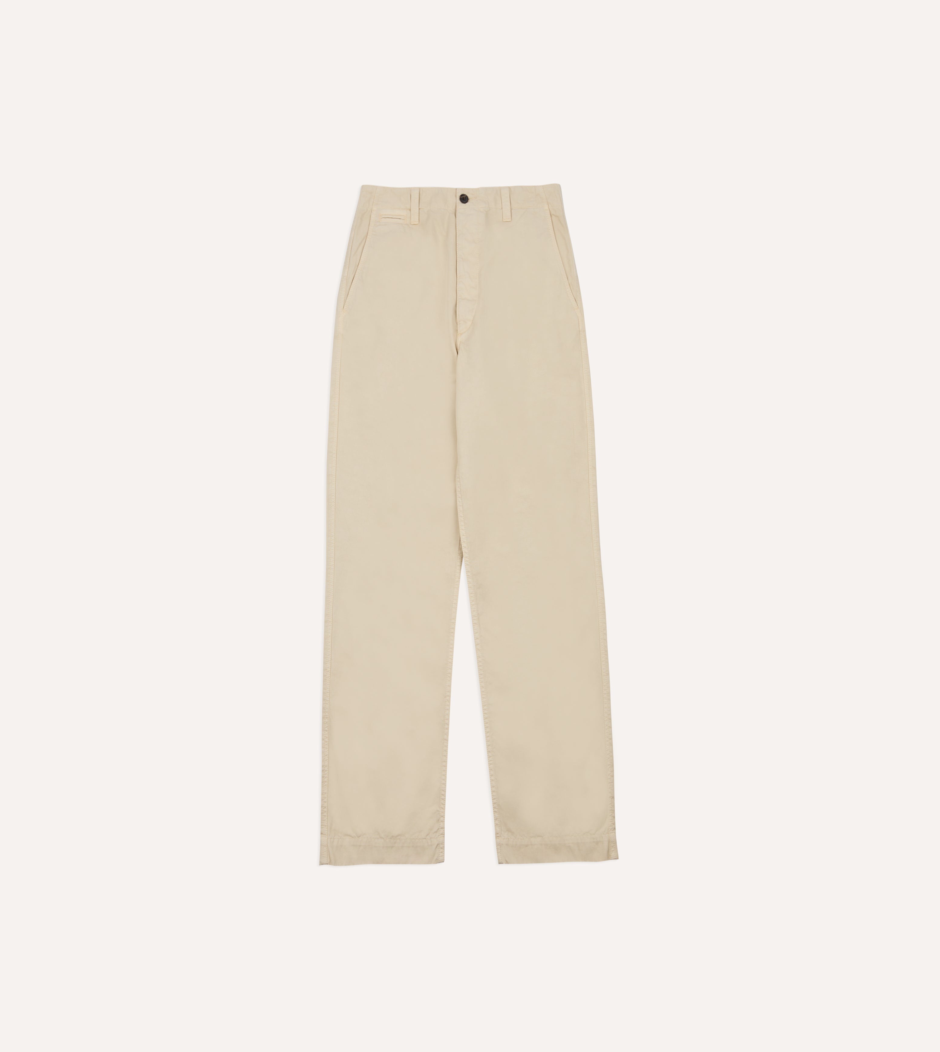 Cream Cotton Wide Leg Flat Front Chino – Drakes US