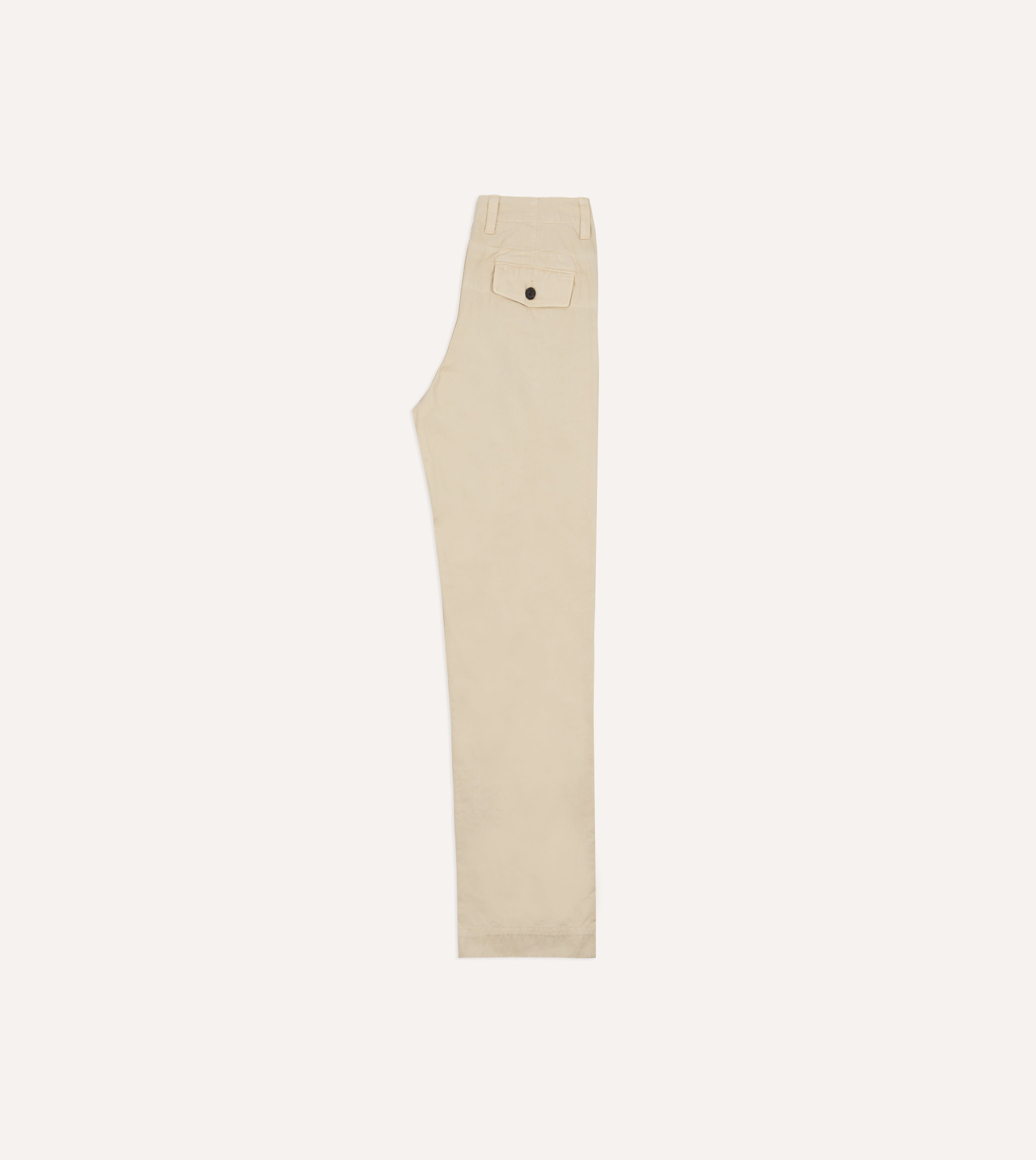 Cream Cotton Wide Leg Flat Front Chino