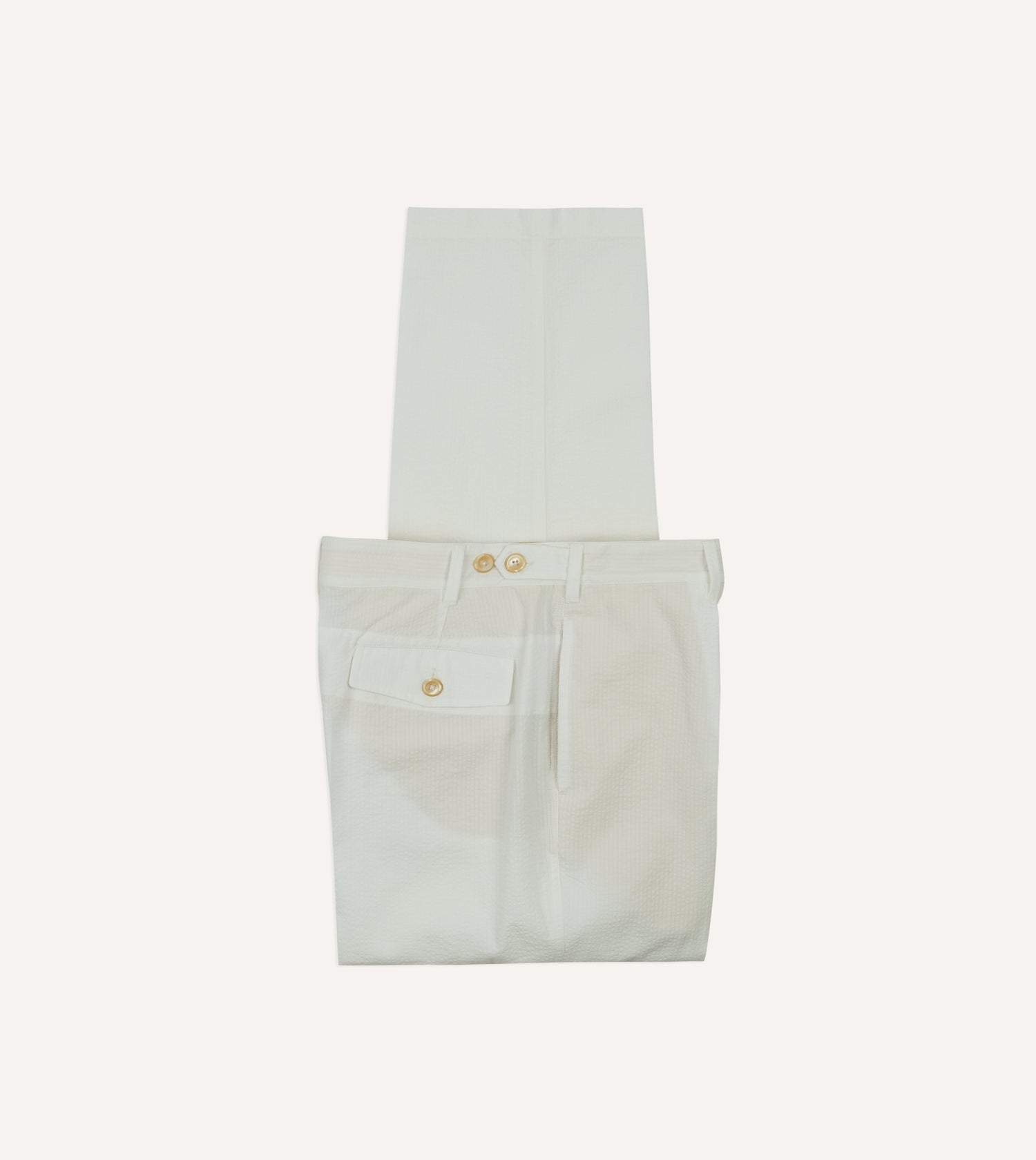 Michael McGregor for Drake’s White Seersucker Games Trousers