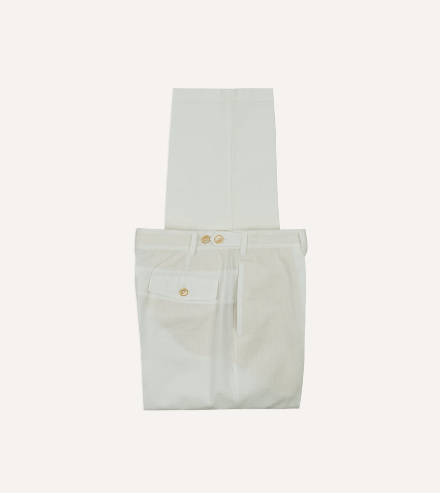 White Seersucker Games Trousers