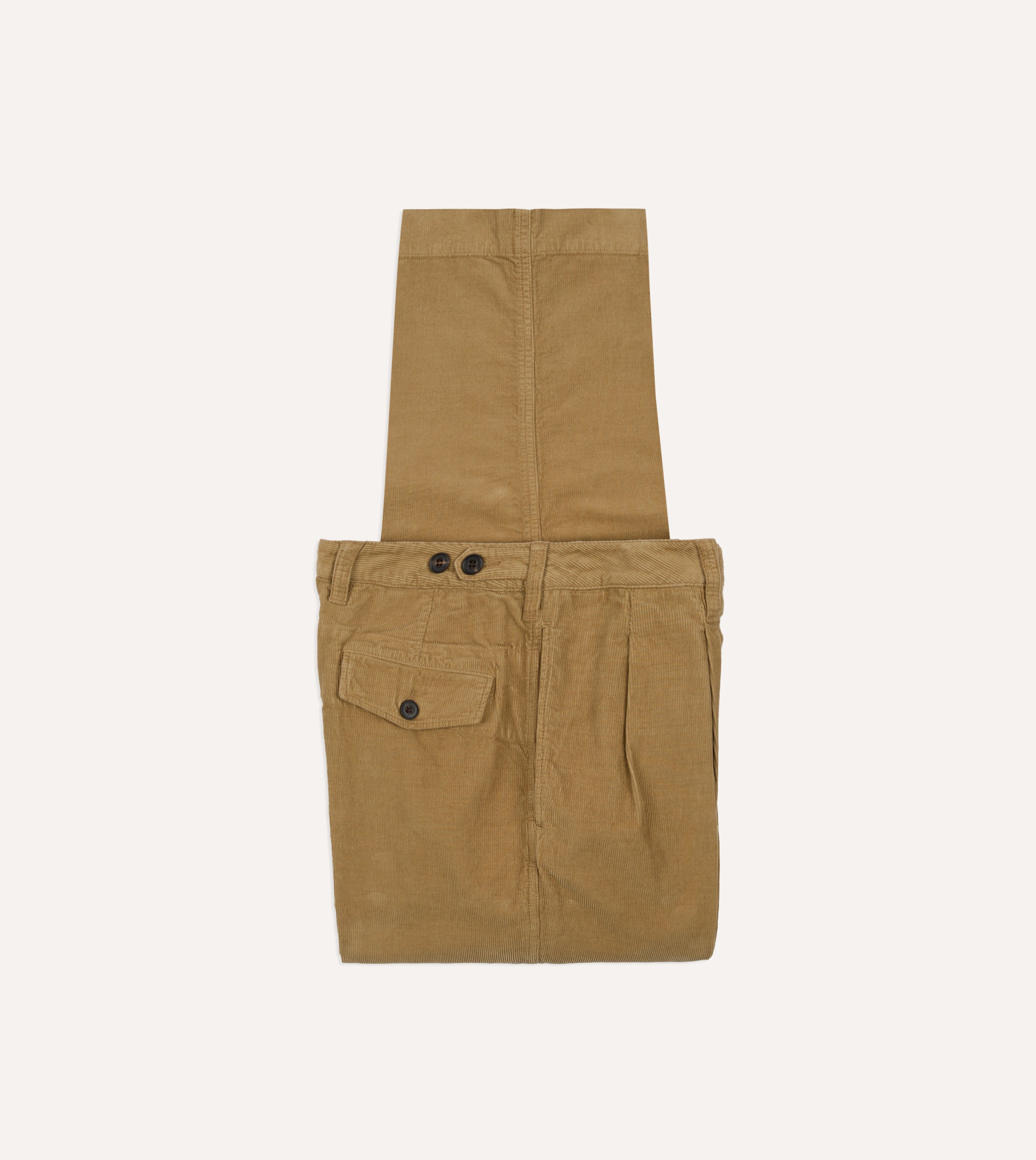 Sand Cotton Corduroy Wide Leg Double Pleat Chino