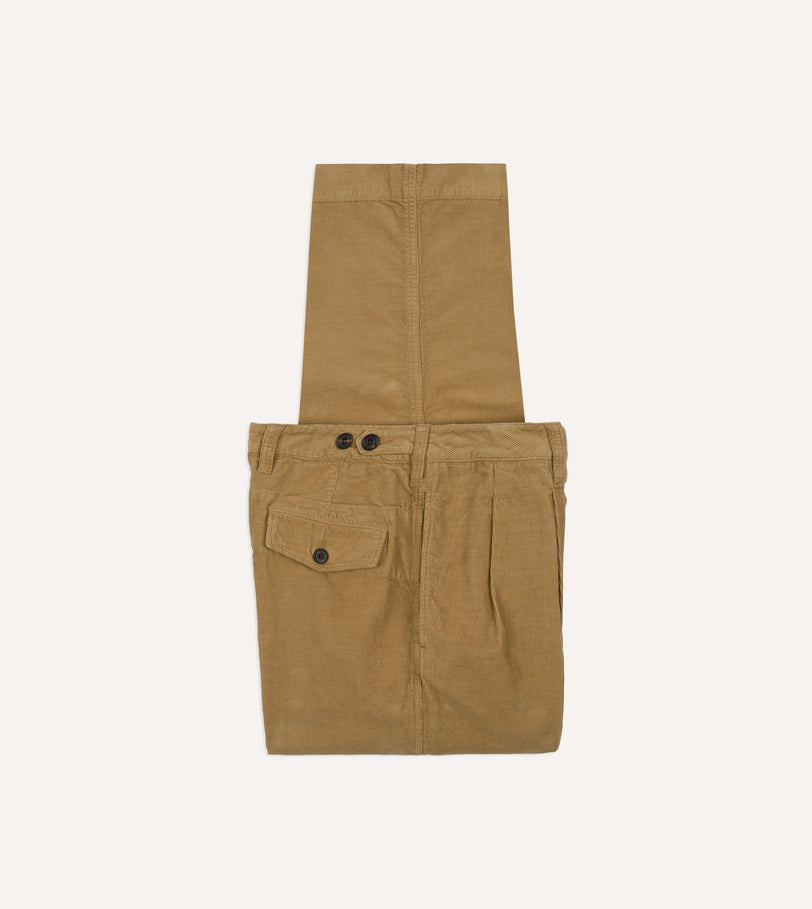 Sand Cotton Corduroy Wide Leg Double Pleat Chino
