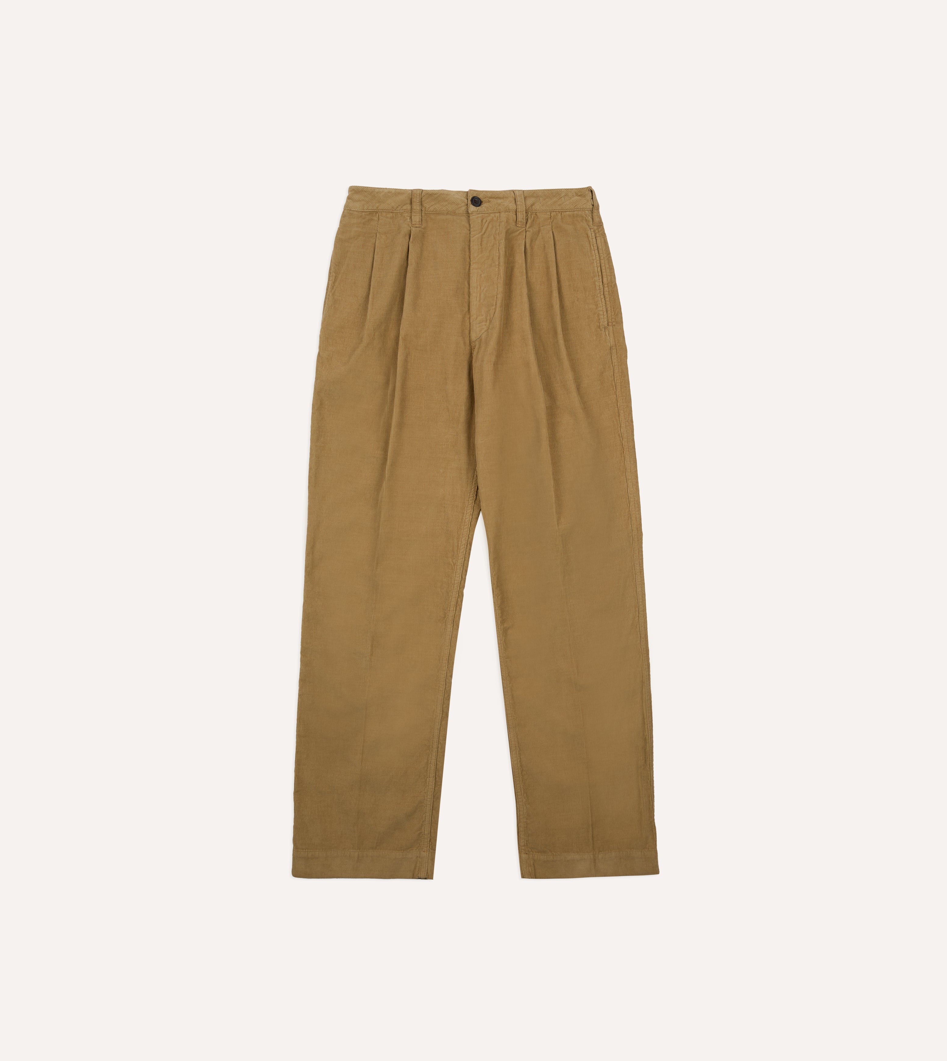 Sand Cotton Corduroy Wide Leg Double Pleat Chino – Drakes US