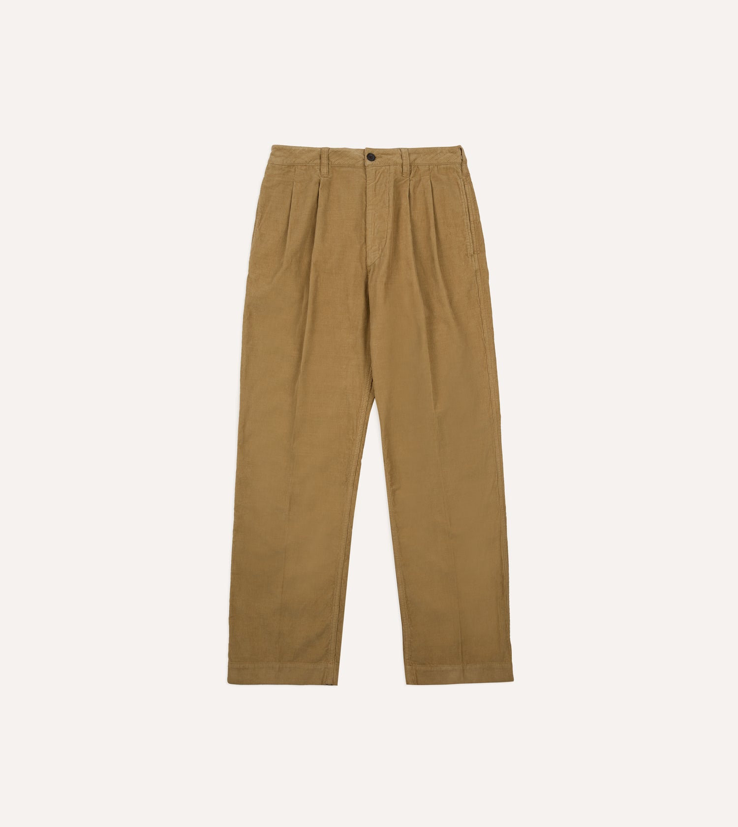 Sand Cotton Corduroy Wide Leg Double Pleat Chino