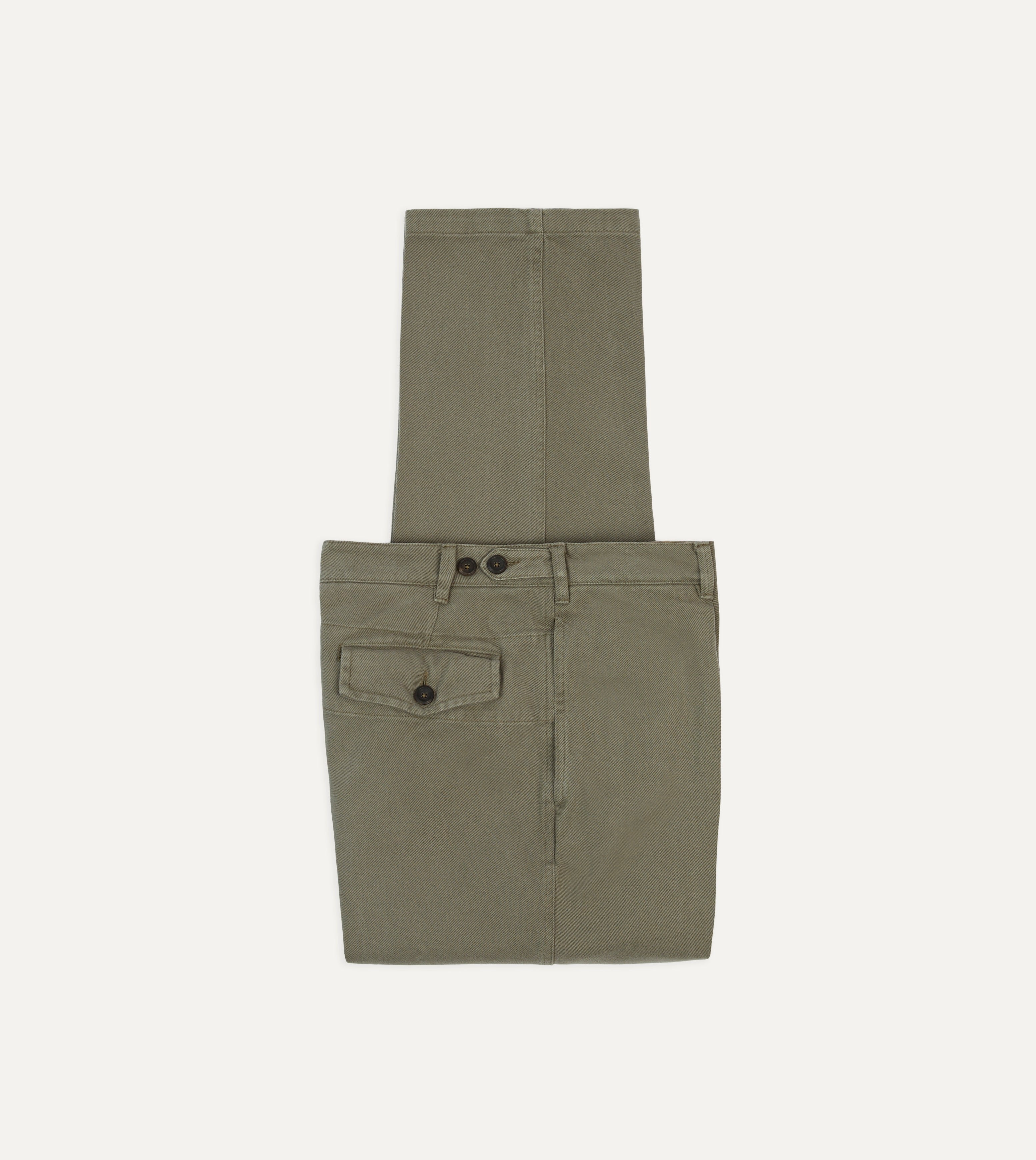 Khaki Heavy Cotton Twill Games Trousers – Drakes US