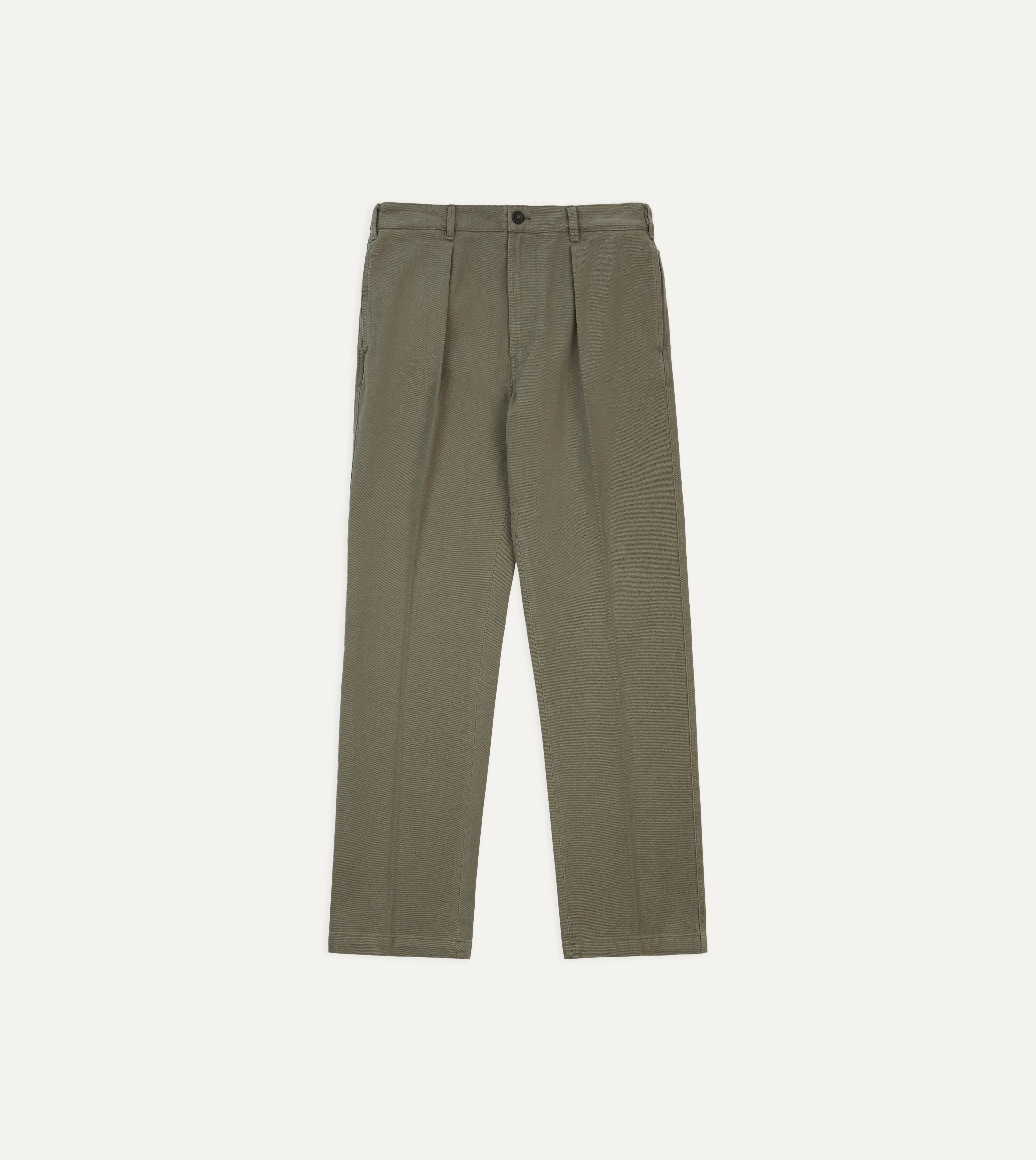 Khaki Heavy Cotton Twill Games Trousers – Drakes US