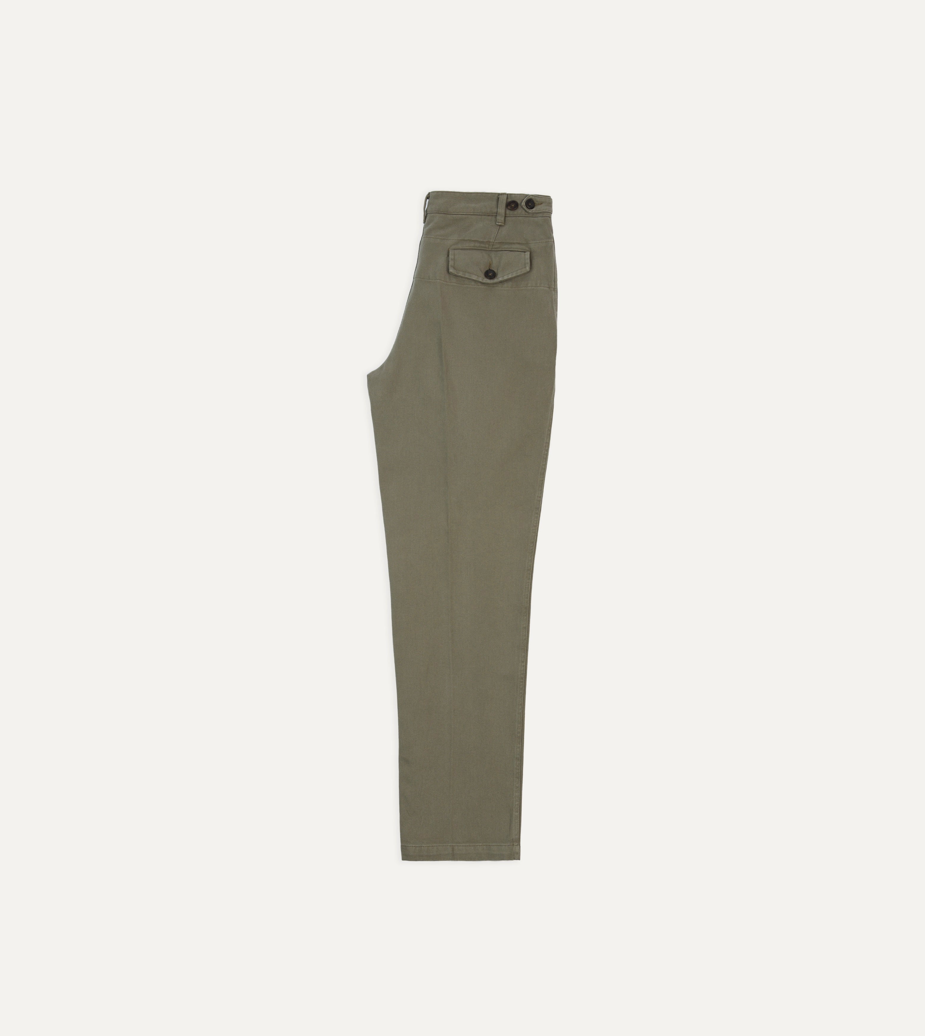Drakes ドレイクス カーキ コットンスラックス ダブル Khaki Heavy Cotton Twill Games Trousers – Drakes US