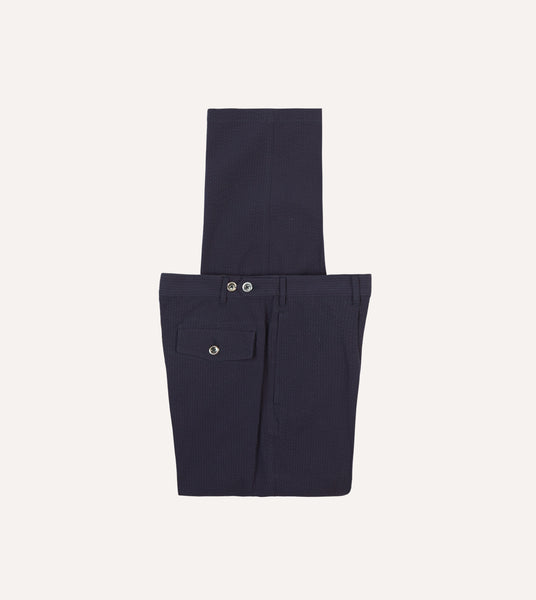 Navy Seersucker Games Trousers – Drakes US
