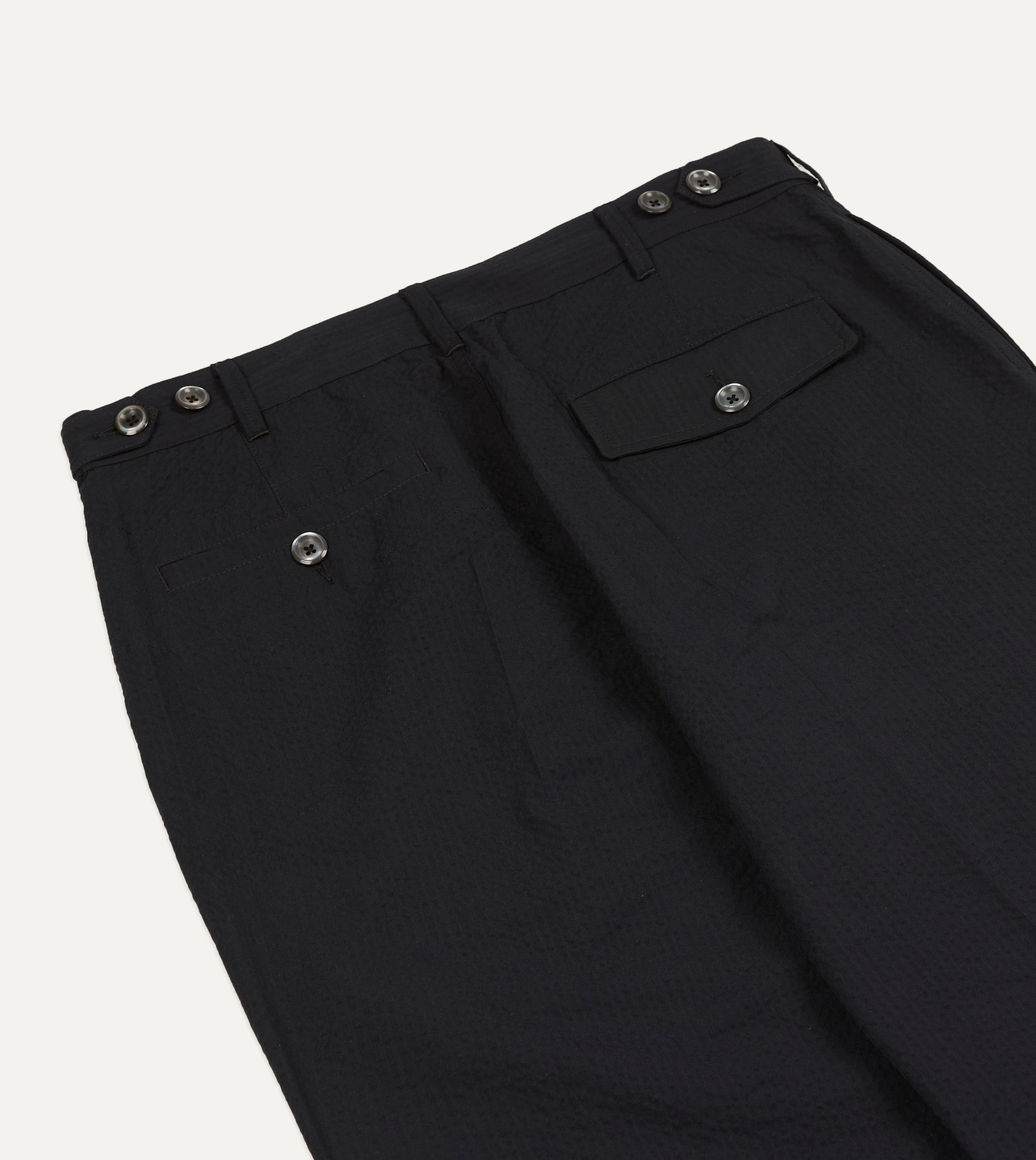 Black Seersucker Games Trousers – Drakes US