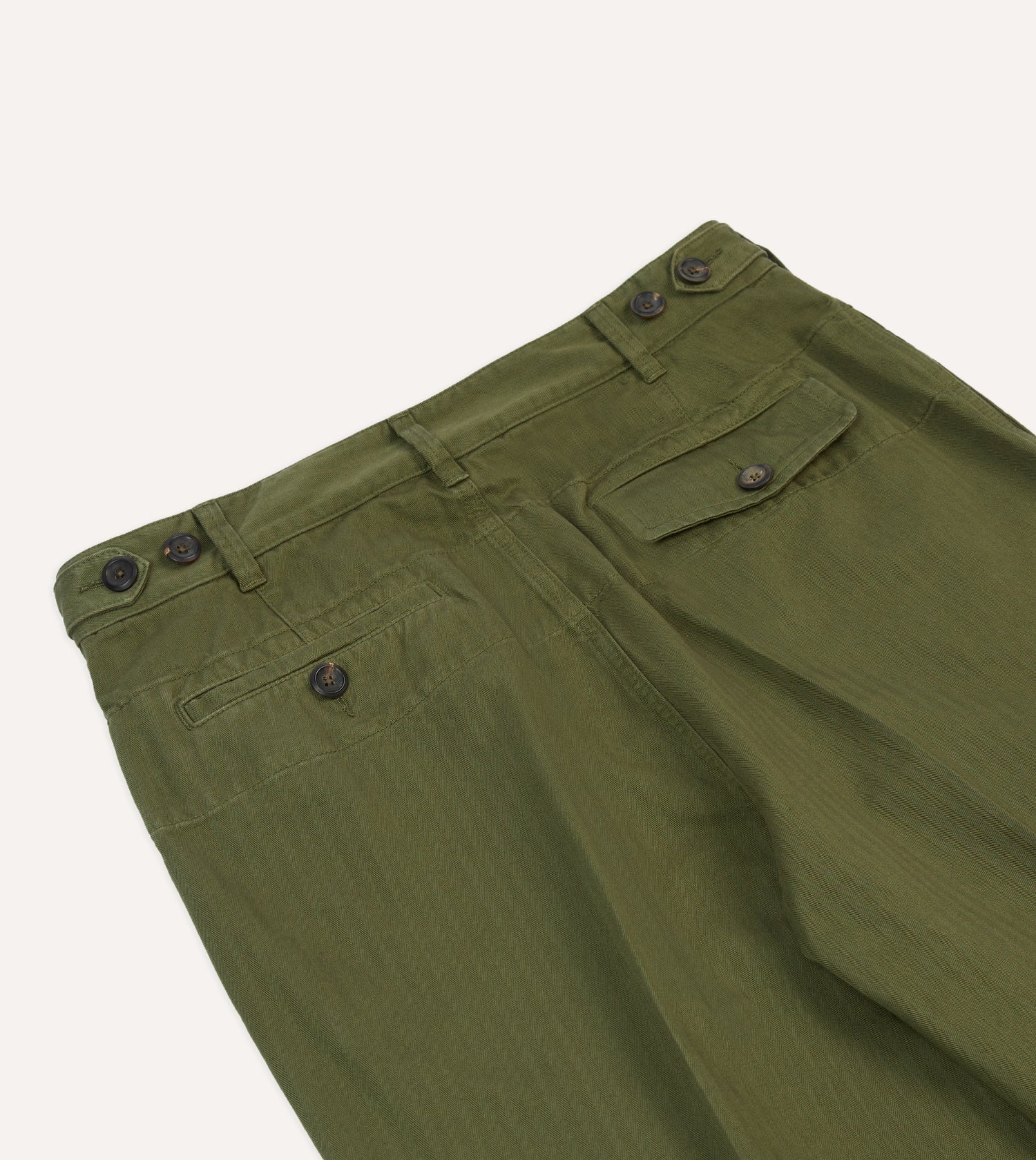 Olive Herringbone Cotton Games Trousers