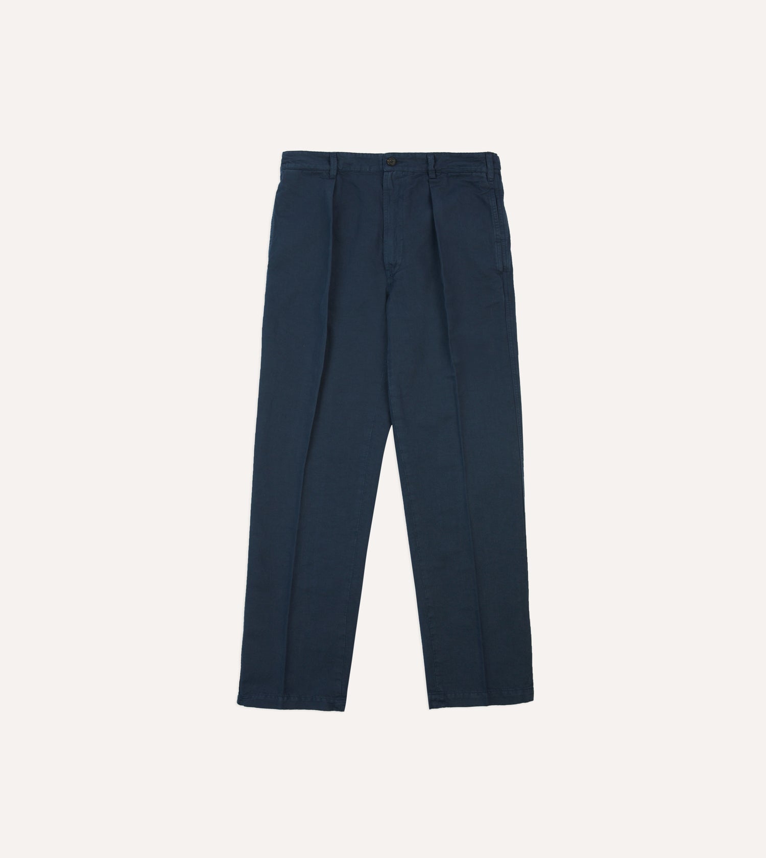 Navy Cotton Linen Games Trousers – Drakes US