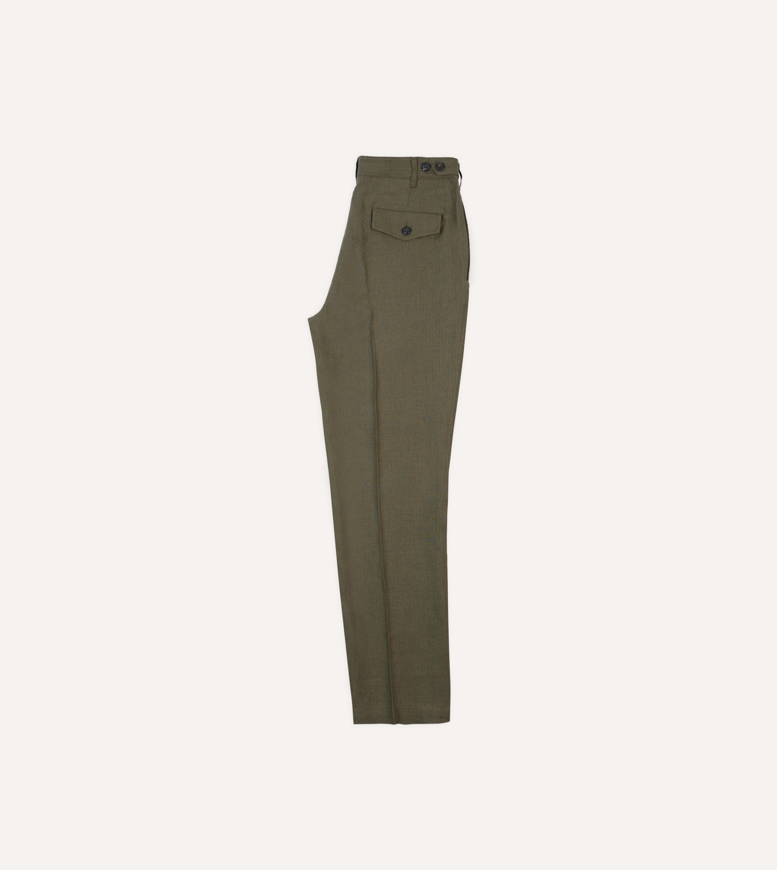 Olive Antique Linen Games Trousers