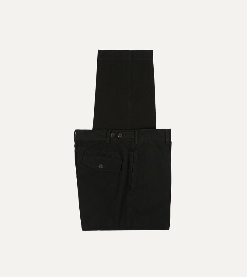 Drake's by A. Levine Black Cotton-Linen Games Trousers