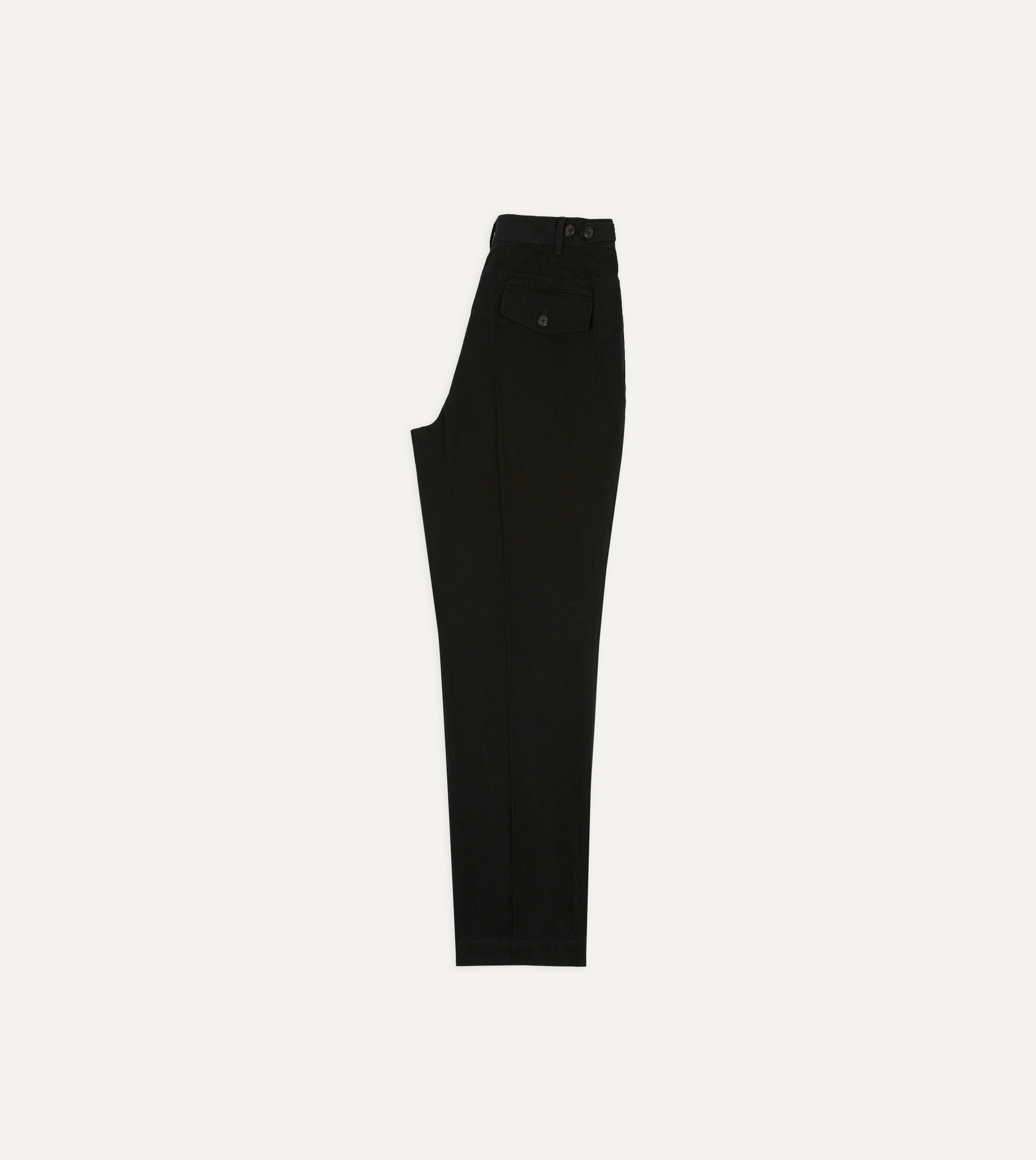 Drake's by A. Levine Black Cotton-Linen Games Trousers