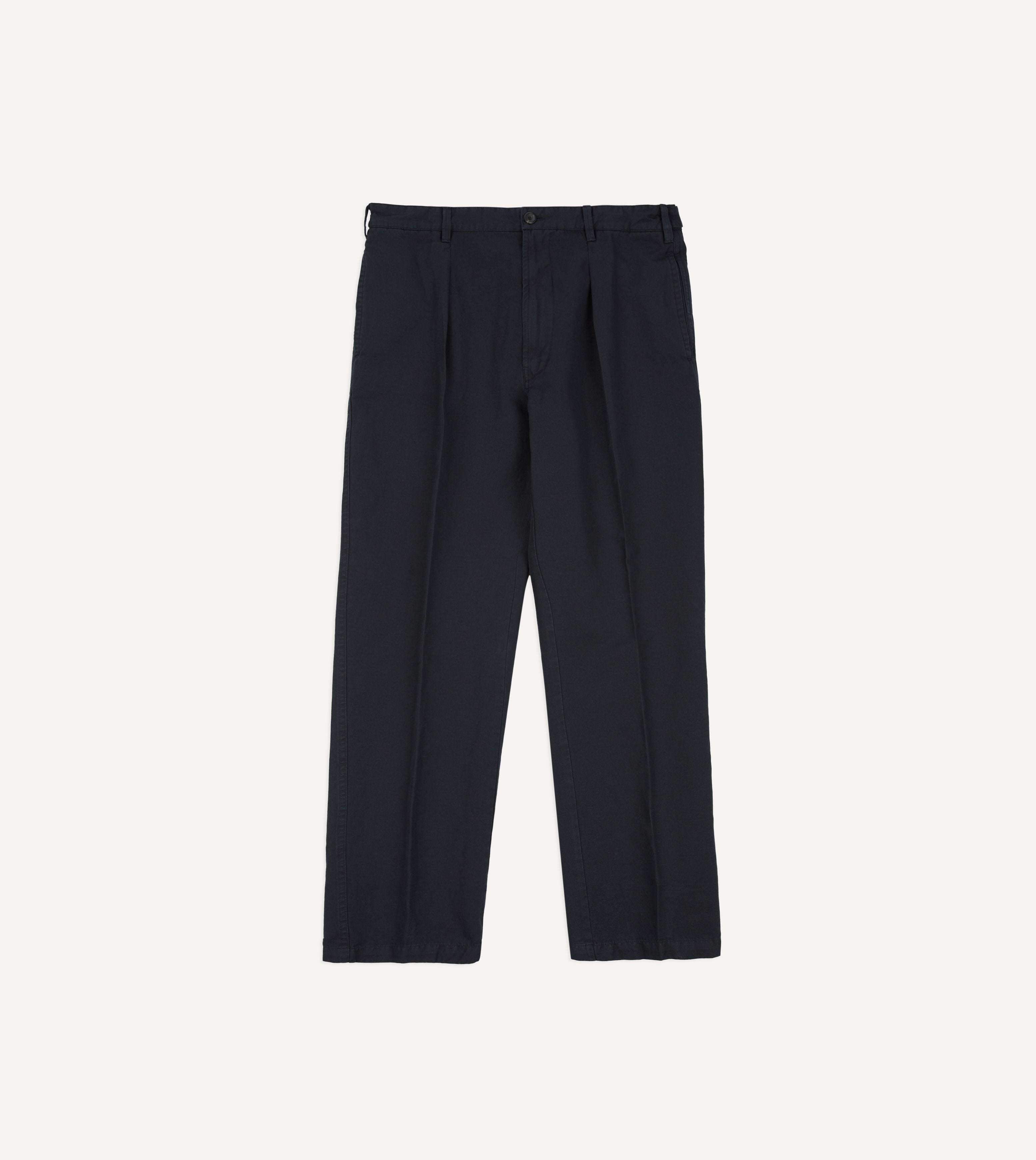 Navy Cotton-Linen Games Trouser – Drakes US