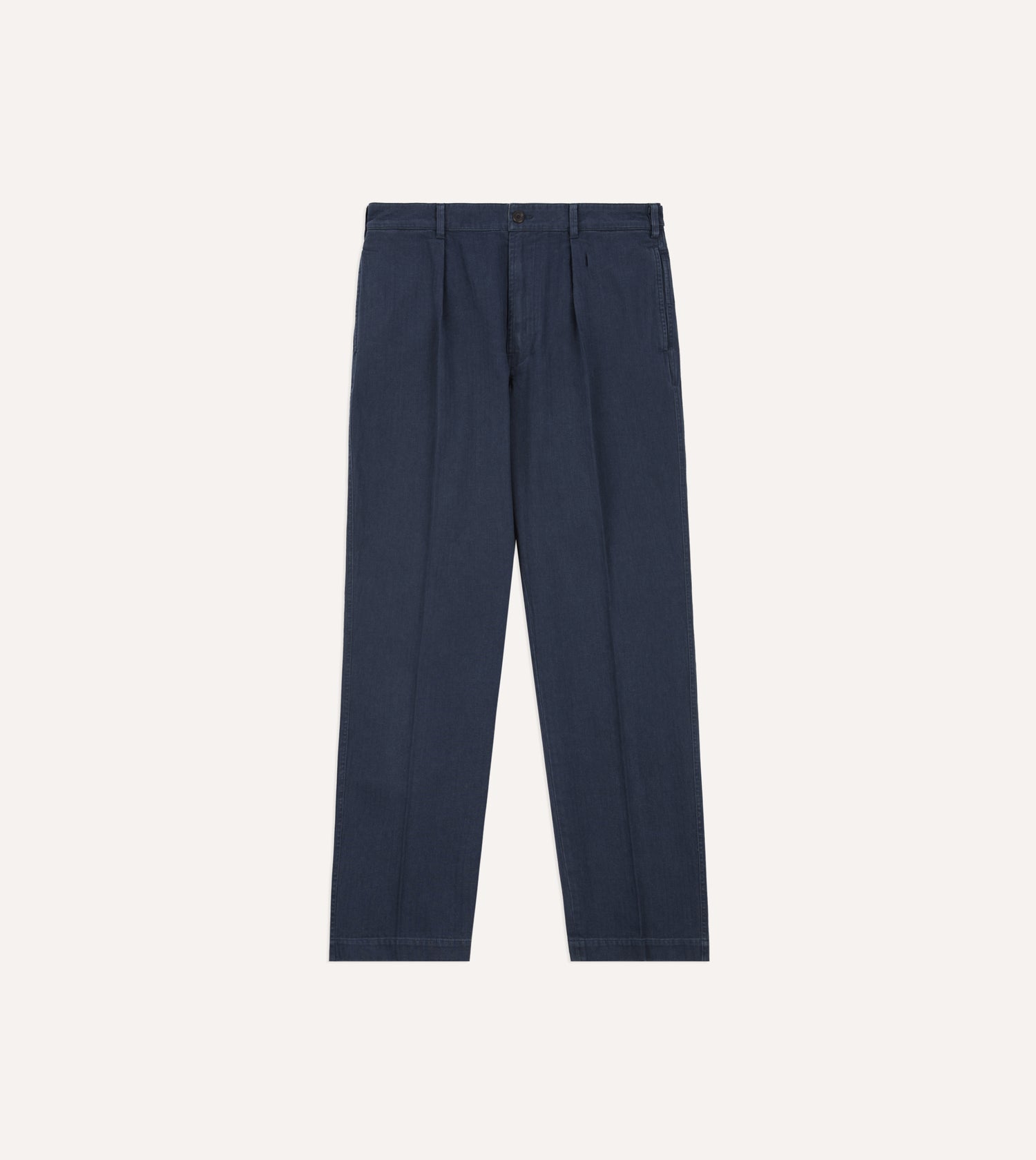 Navy Herringbone Twill Cotton Games Trouser