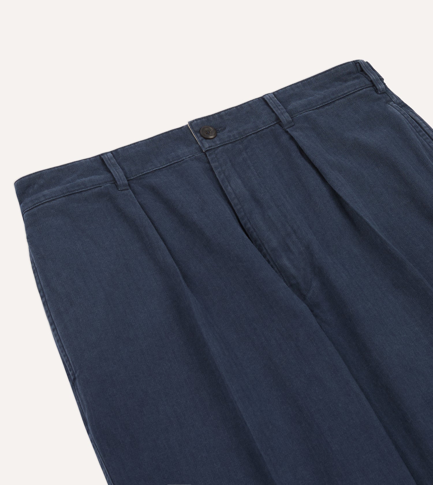 Navy Herringbone Twill Cotton Games Trouser