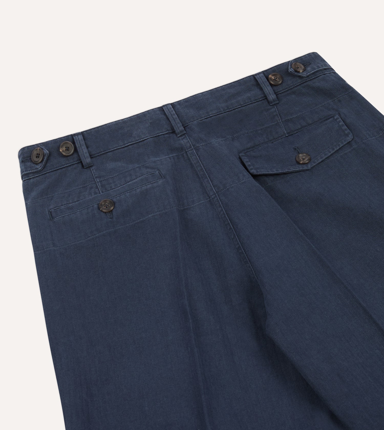 Navy Herringbone Twill Cotton Games Trouser