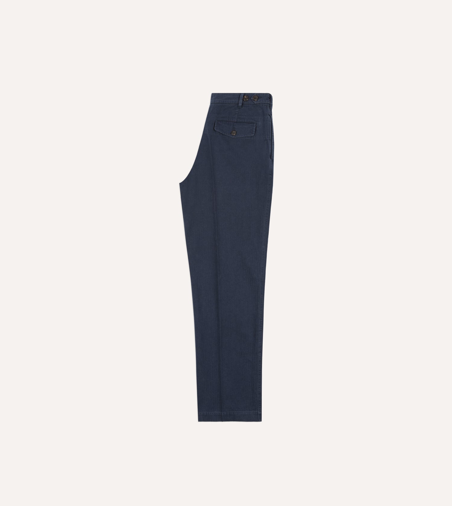 Navy Herringbone Twill Cotton Games Trouser