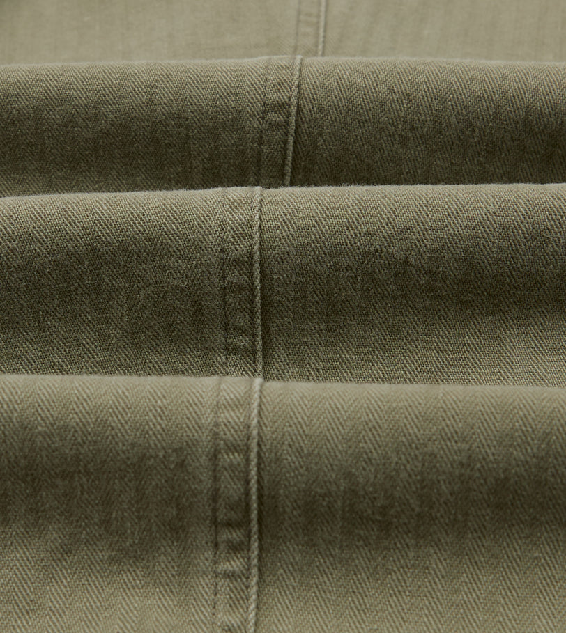 Olive Herringbone Twill Cotton Games Trouser