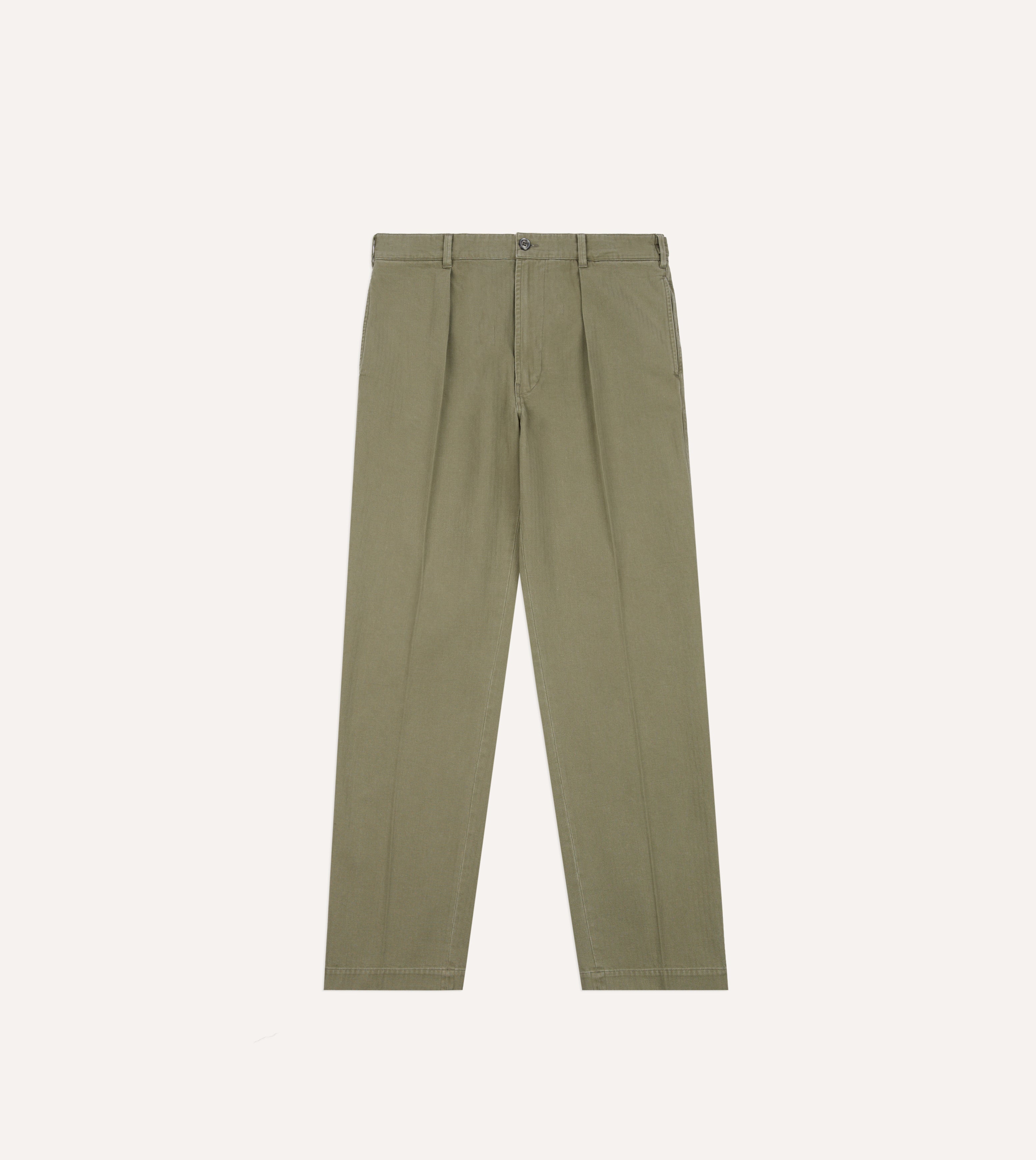 Olive Herringbone Twill Cotton Games Trouser – Drakes US
