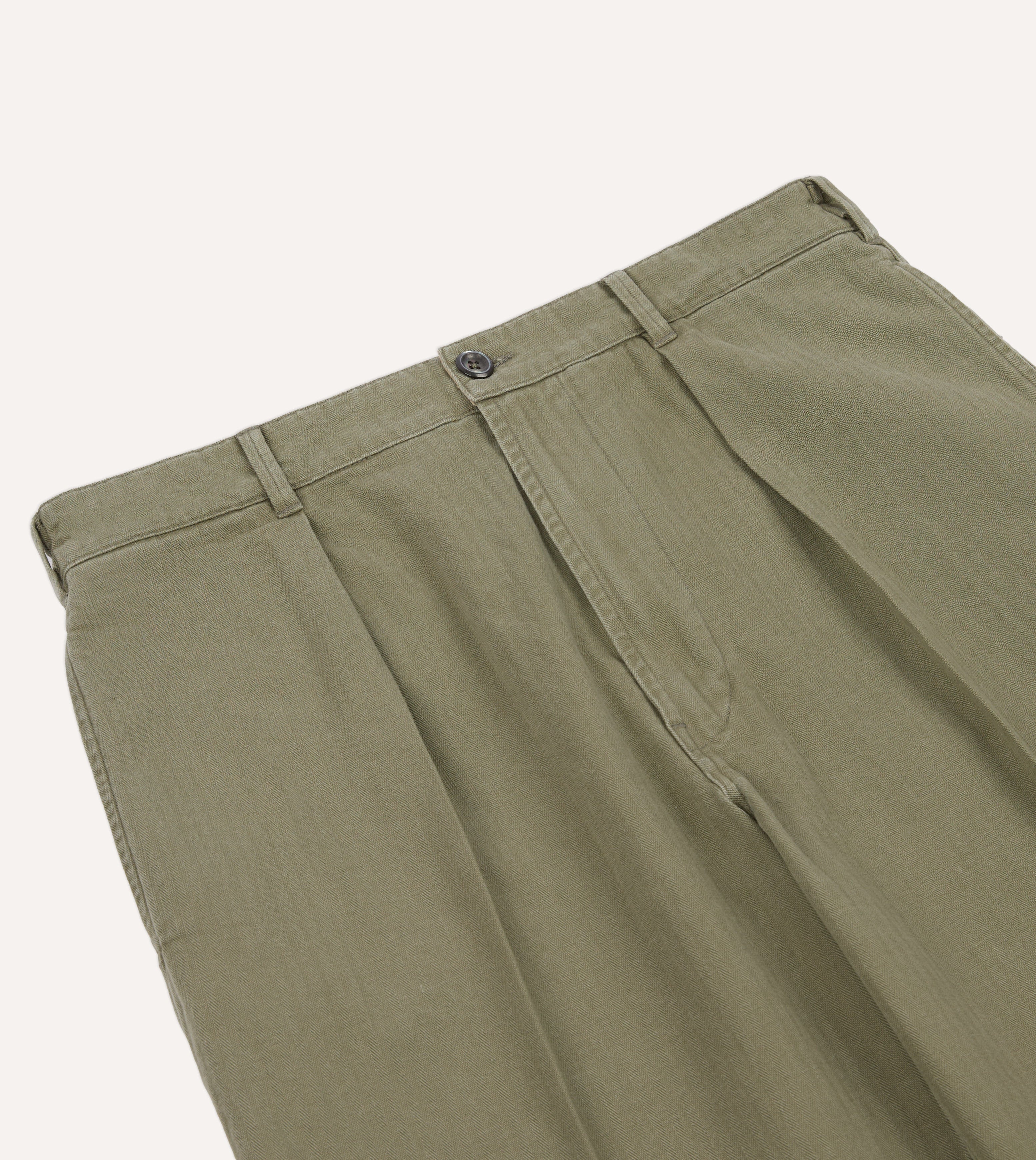 Olive Herringbone Twill Cotton Games Trouser – Drakes US