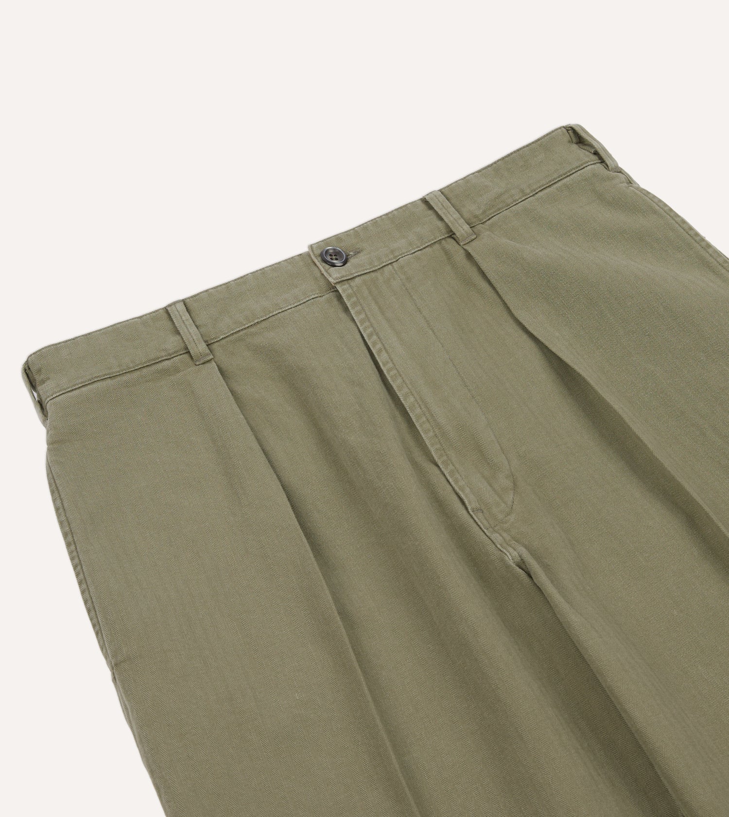 Olive Herringbone Twill Cotton Games Trouser