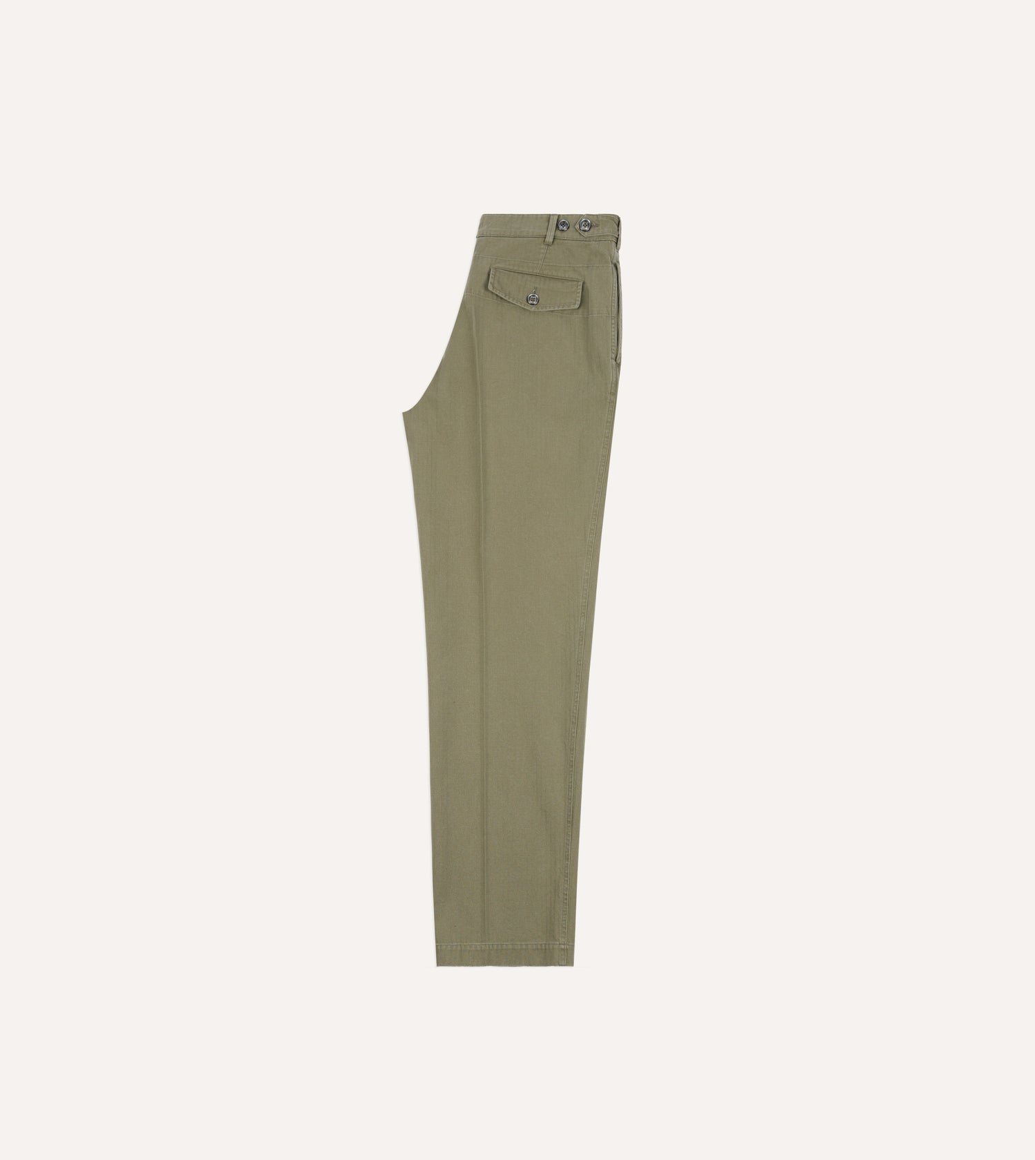 Olive Herringbone Twill Cotton Games Trouser