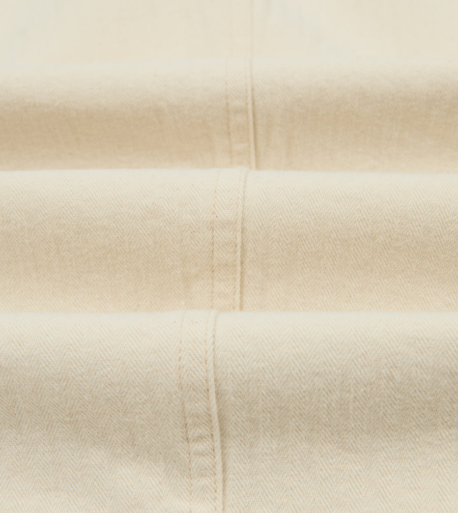 Ecru Herringbone Twill Cotton Games Trouser