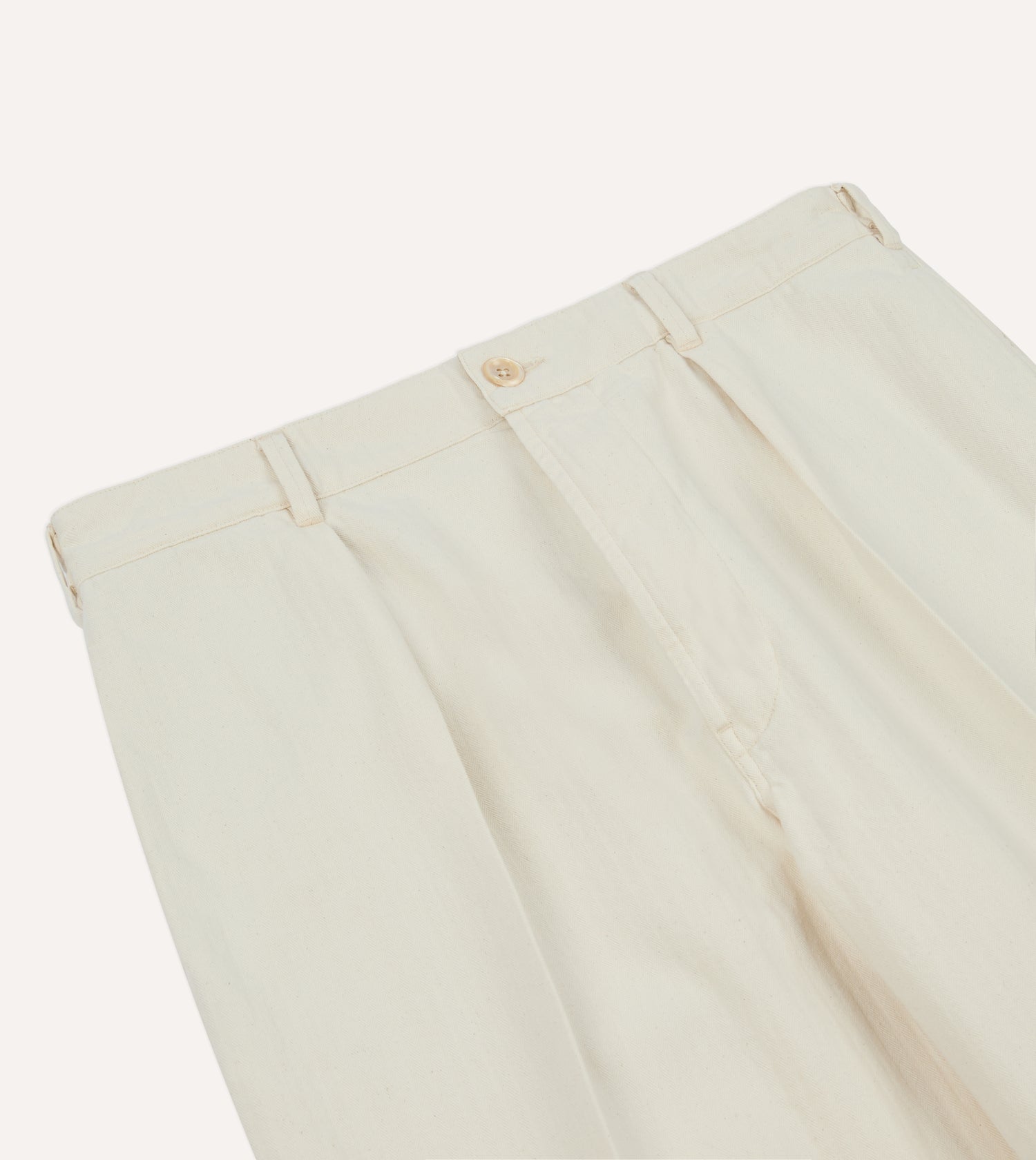 Ecru Herringbone Twill Cotton Games Trouser