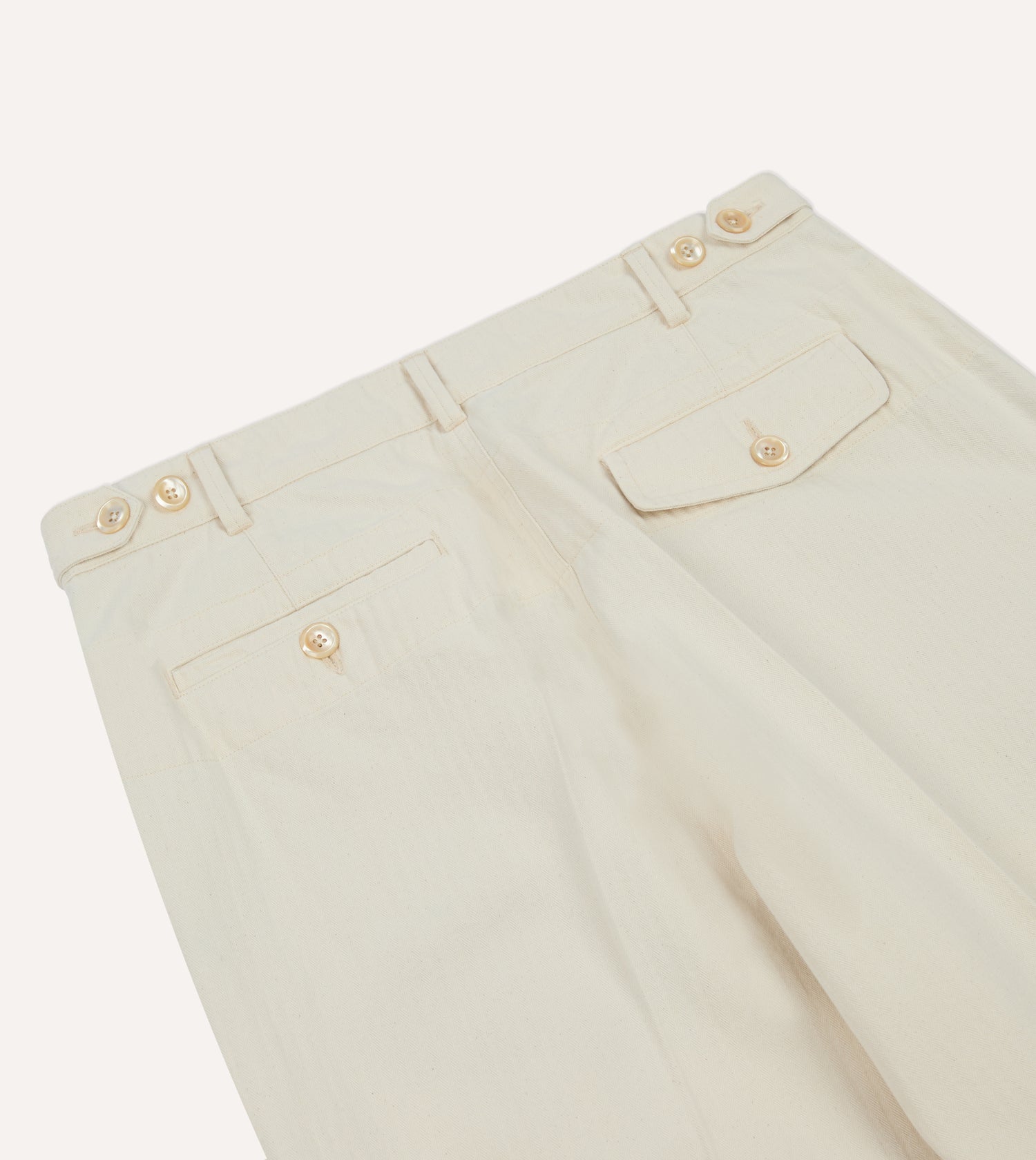 Ecru Herringbone Twill Cotton Games Trouser