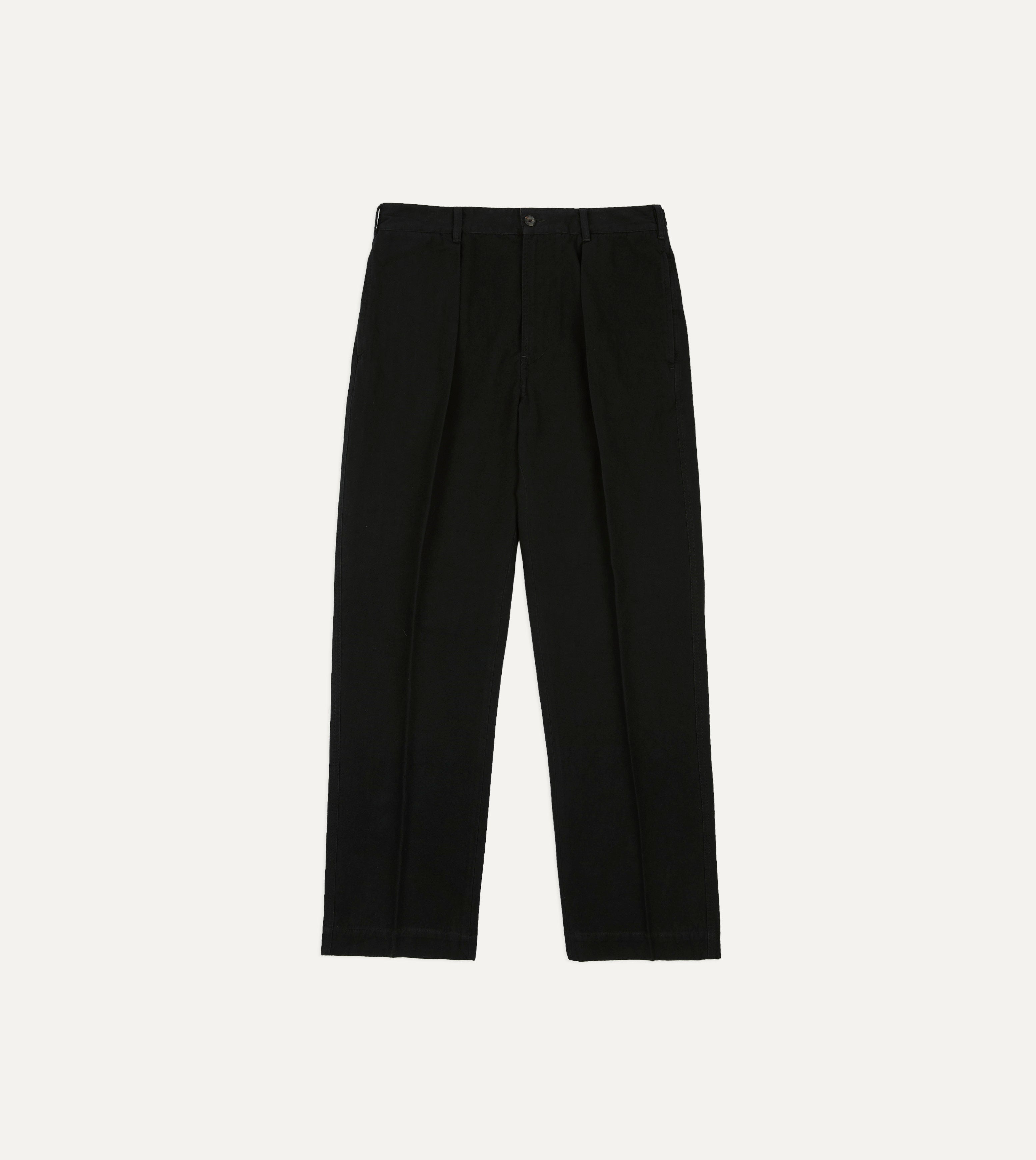 Black Cotton-Linen Games Trouser – Drakes US
