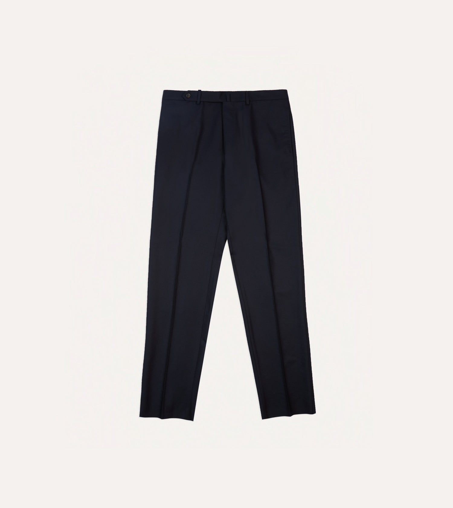 Navy Wool Flannel Flat Front Trousers