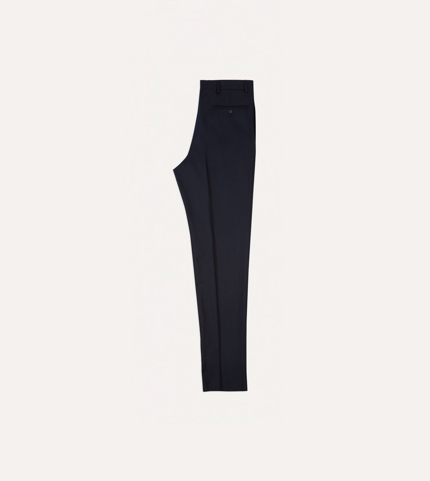 Navy Wool Flannel Flat Front Trousers