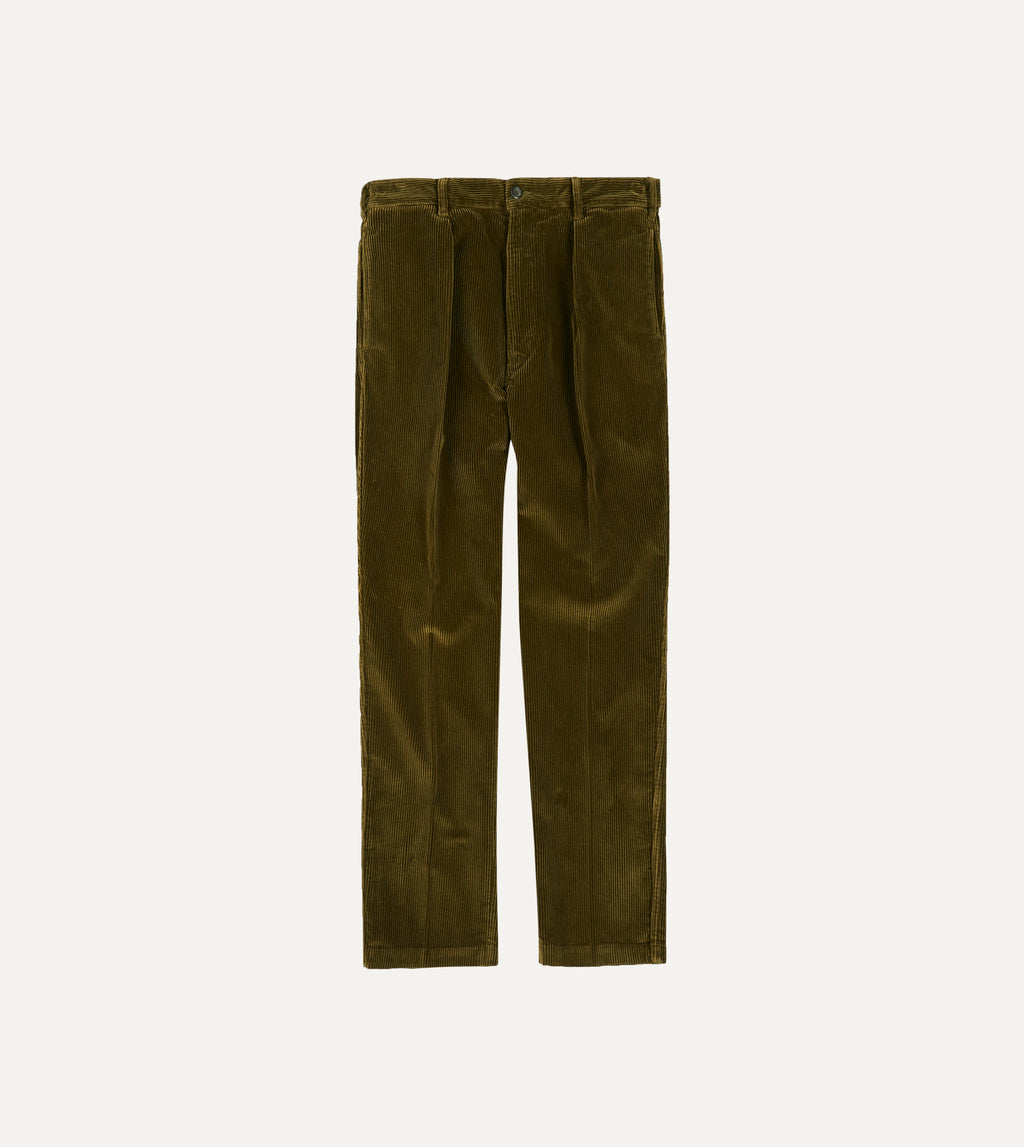 Corduroy Comfort Two Tuck Pants - Olive
