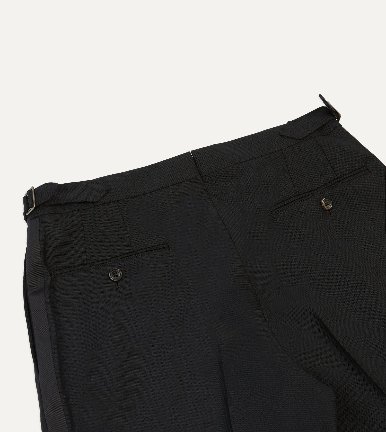 Black Tropical Wool Single-Pleat Dinner Trousers