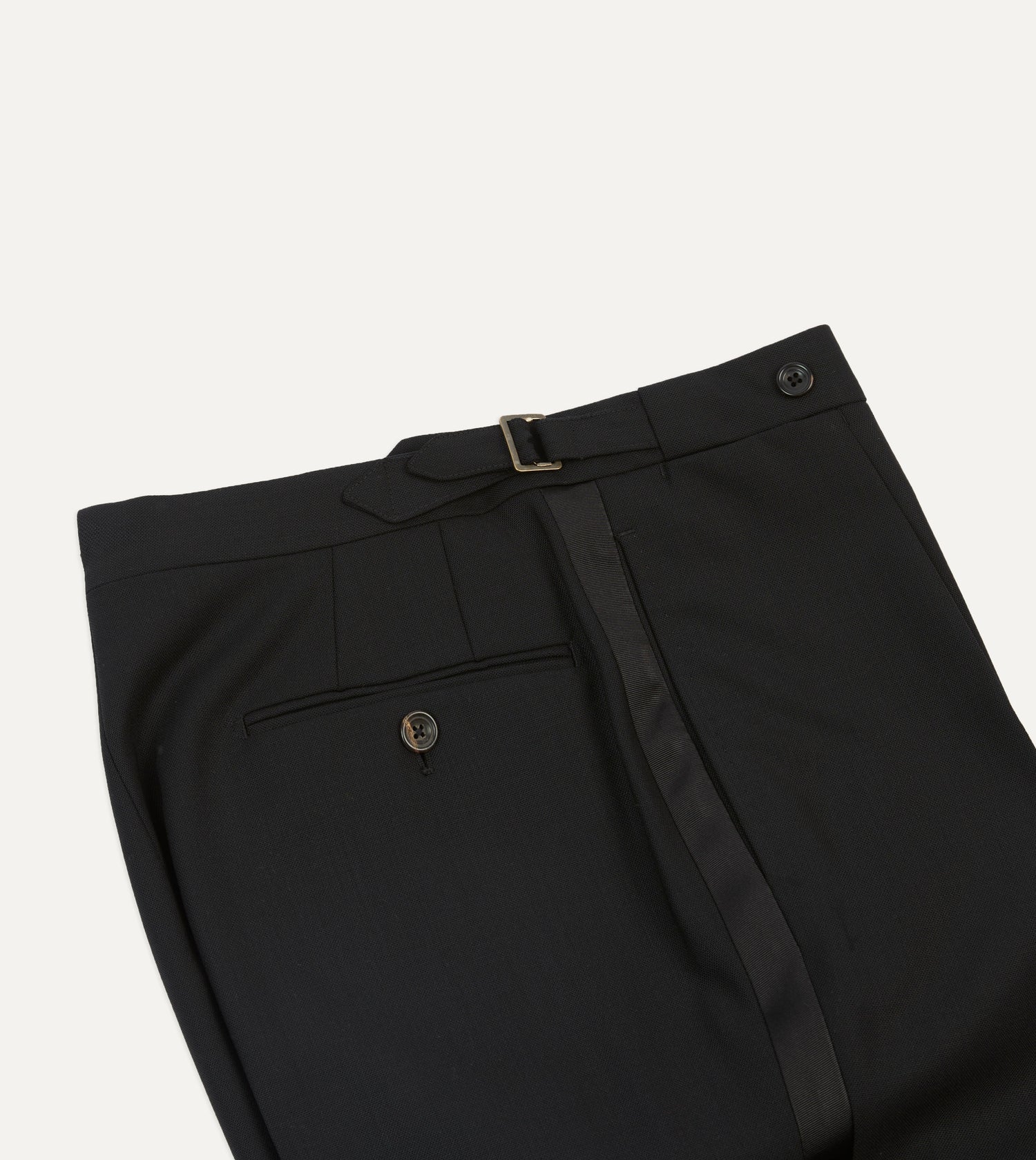 Black Tropical Wool Single-Pleat Dinner Trousers