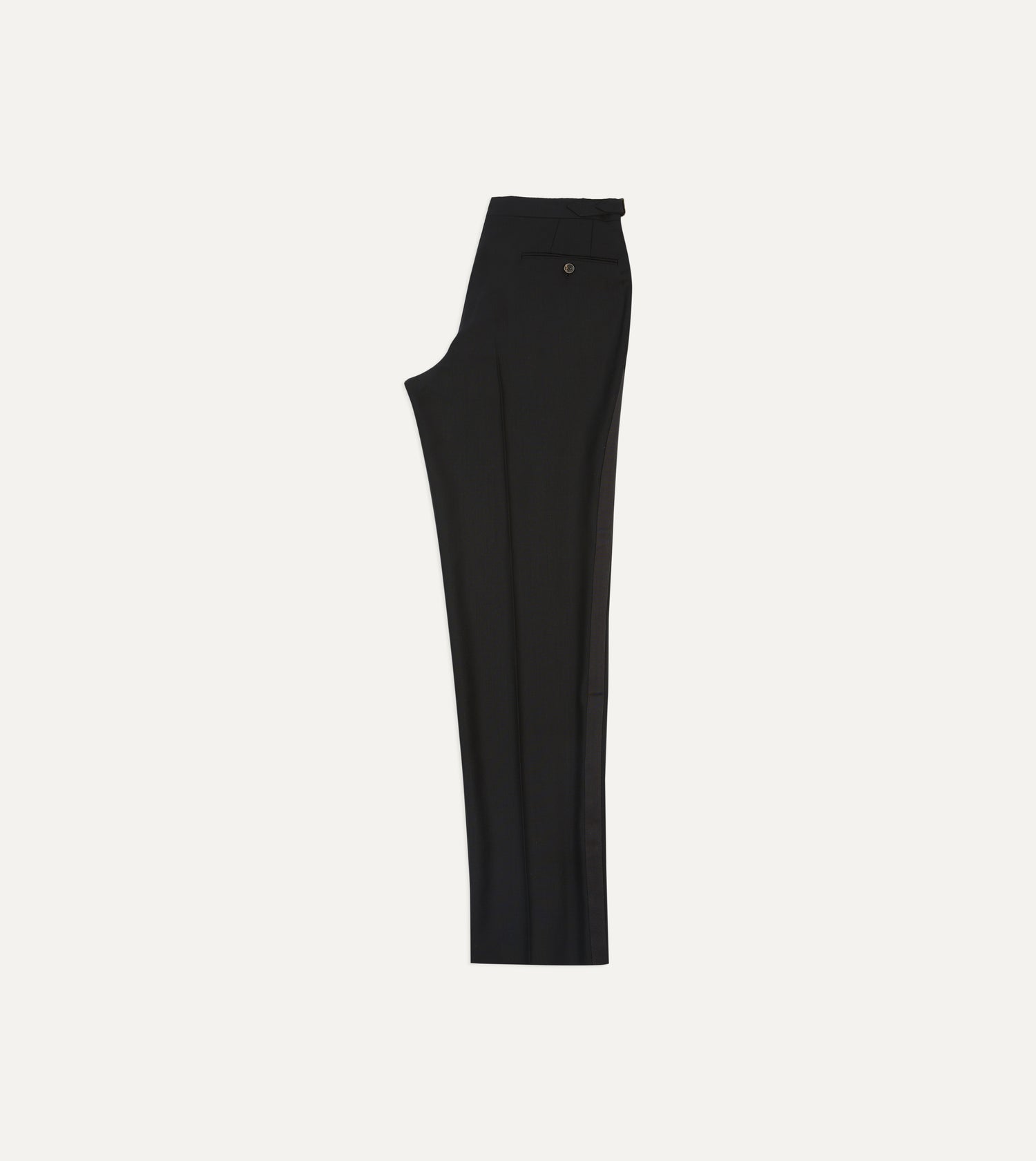 Black Tropical Wool Single-Pleat Dinner Trousers